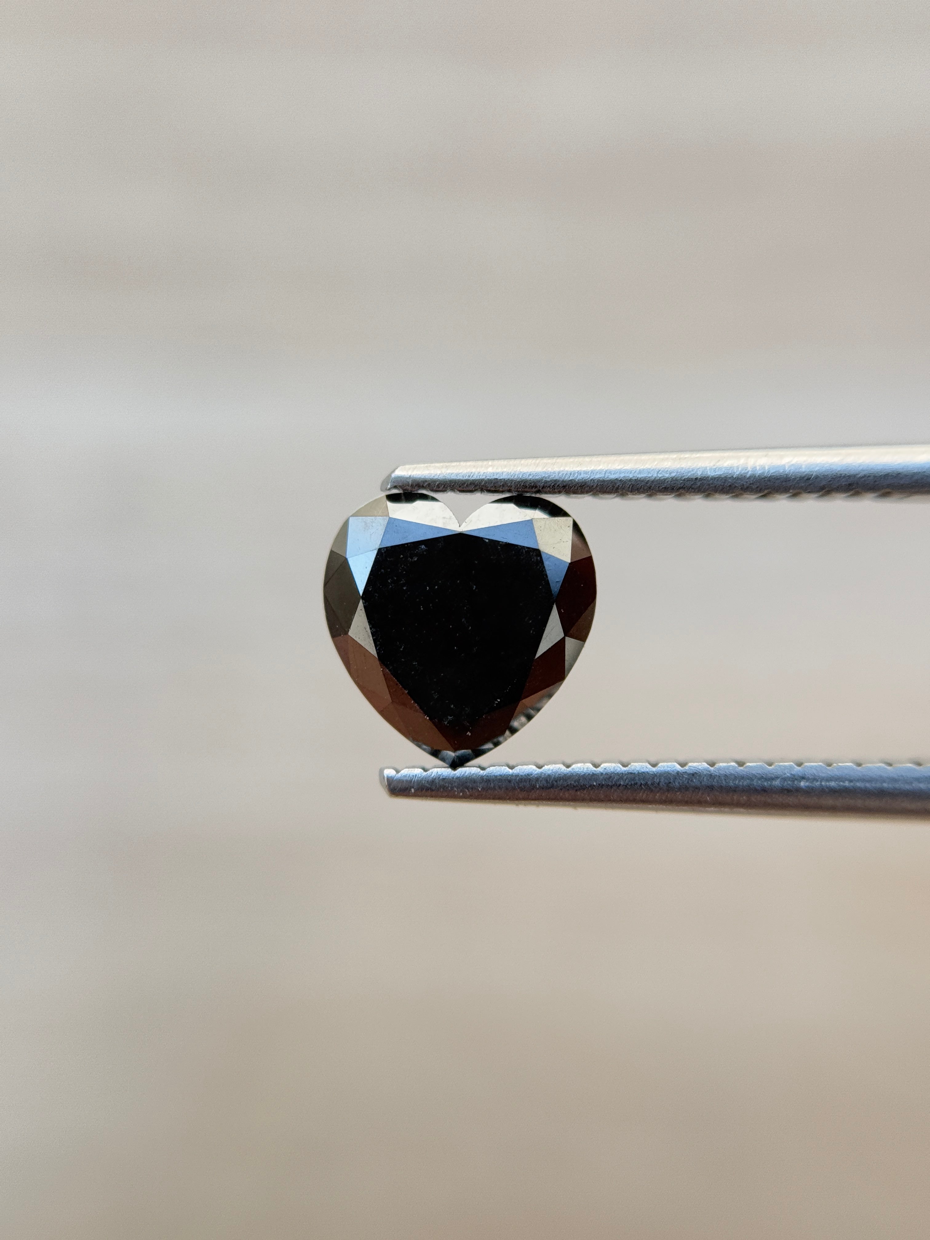 1.53 Ct Heart Rose Cut Black Natural Salt and Pepper Diamond