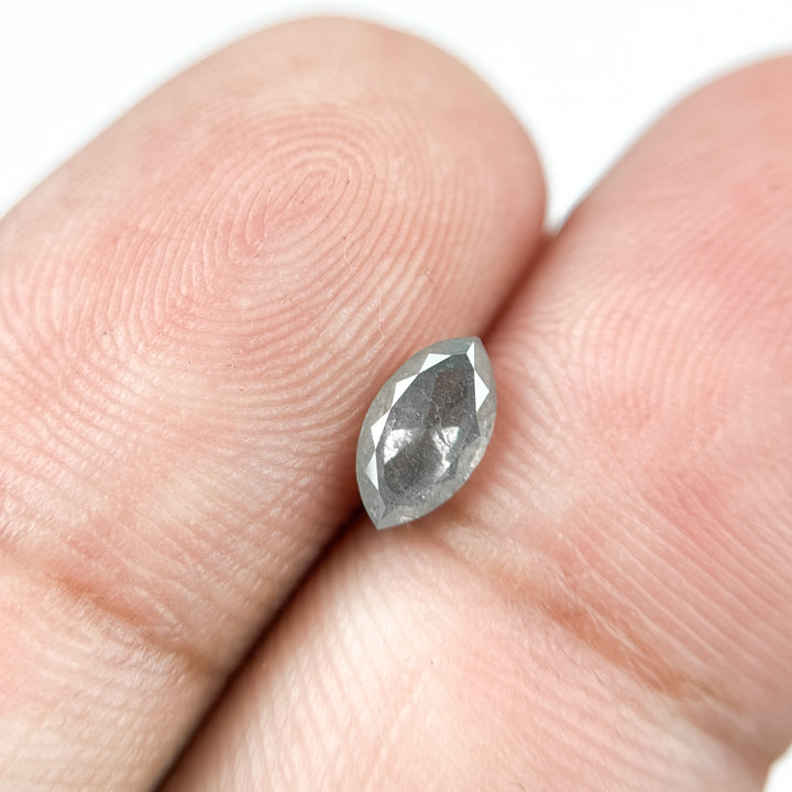 0.65 Ct Marquise Rose Cut White Natural Salt and Pepper Diamond
