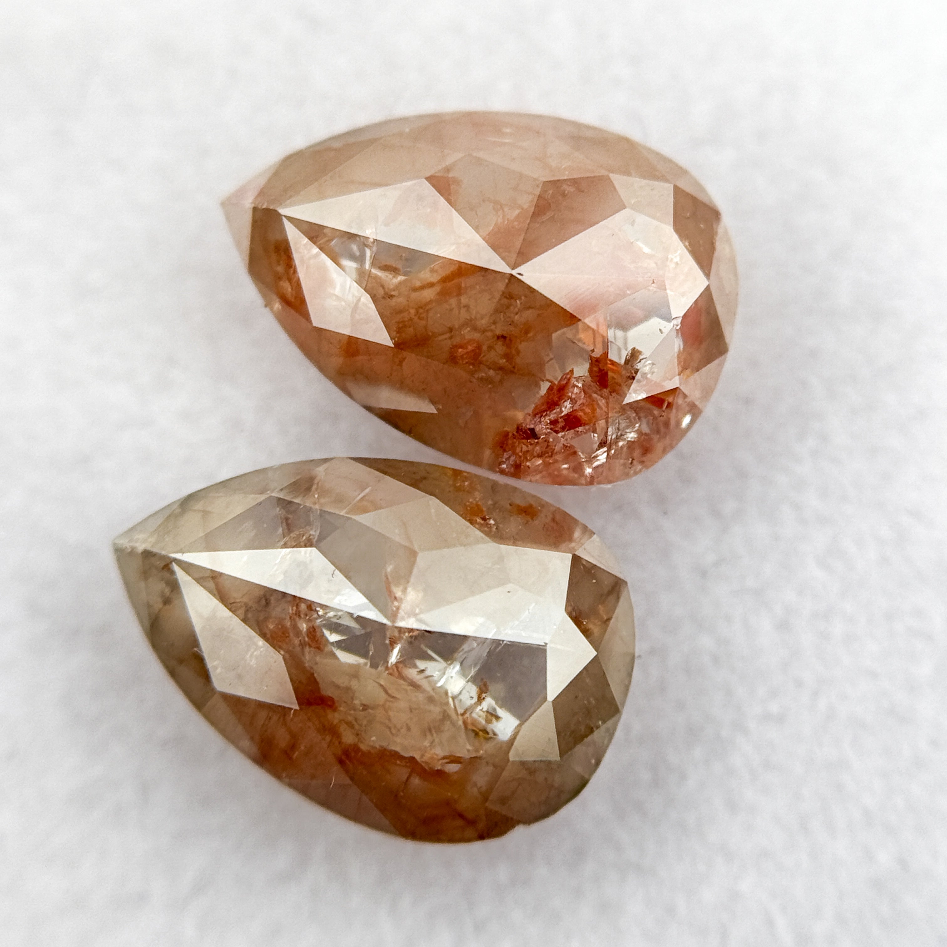 4.47 Ct Pear Rose Cut Red Natural Salt and Pepper Diamond Pair