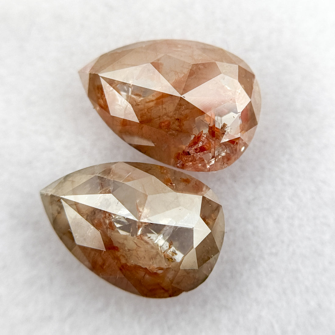 4.47 Ct Pear Rose Cut Red Natural Salt and Pepper Diamond Pair