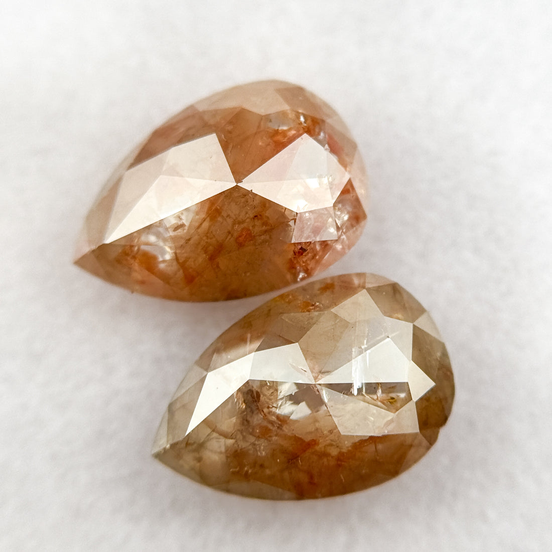 4.47 Ct Pear Rose Cut Red Natural Salt and Pepper Diamond Pair