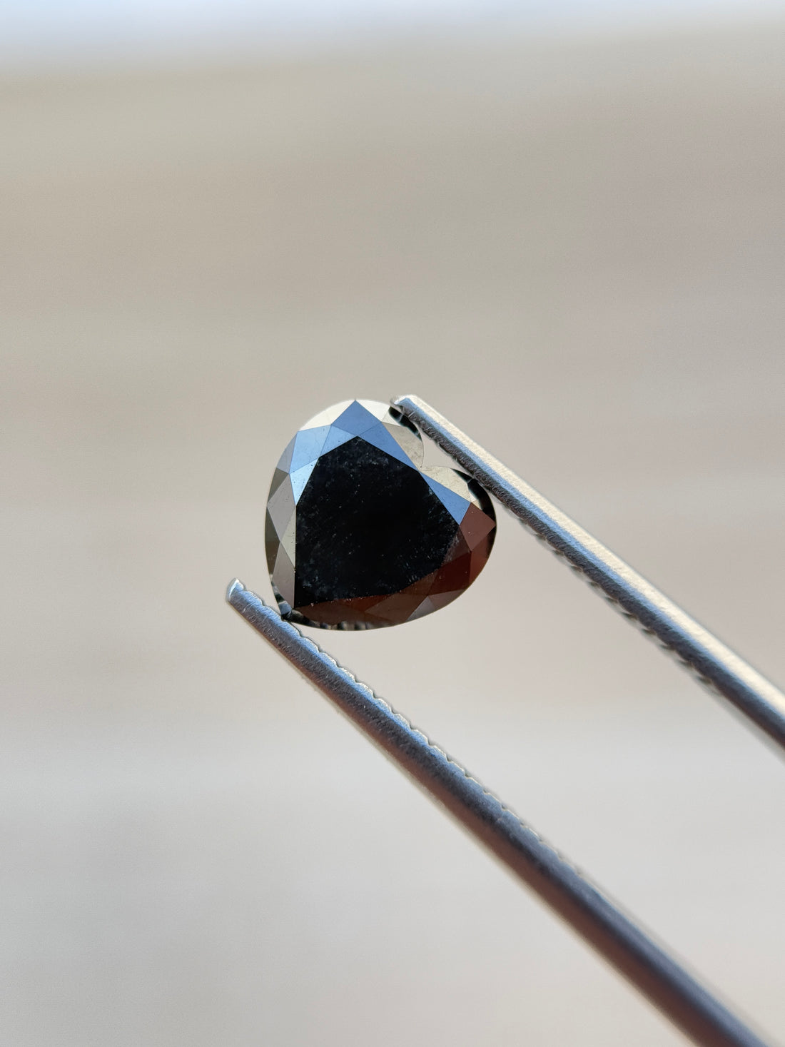 1.53 Ct Heart Rose Cut Black Natural Salt and Pepper Diamond