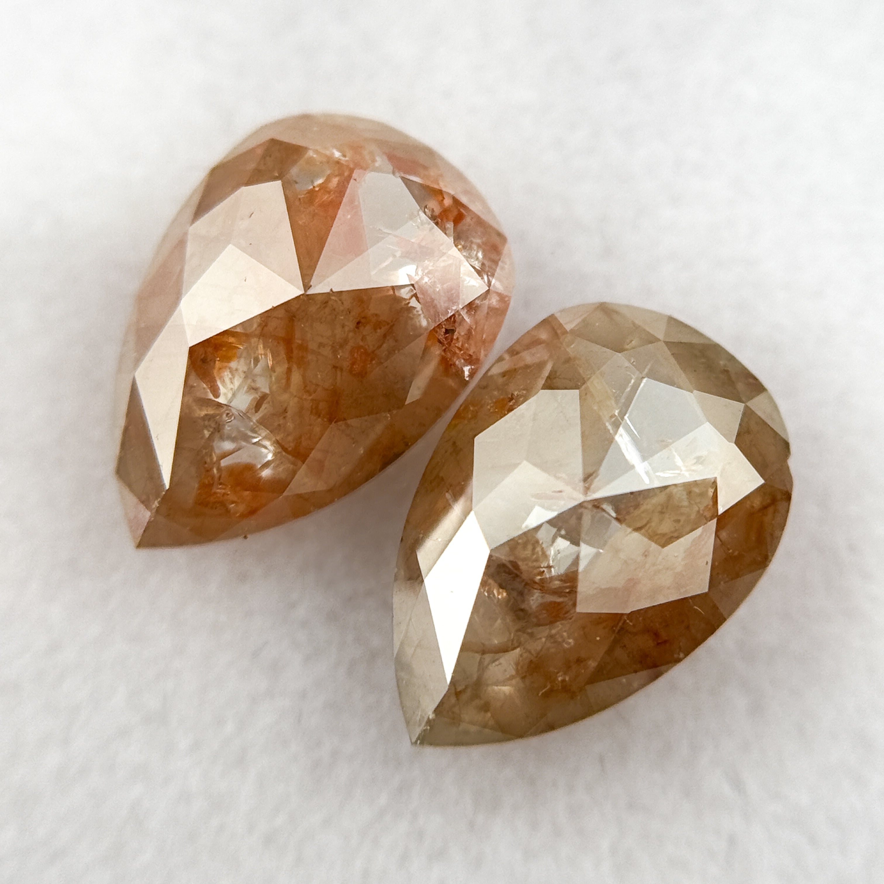 4.47 Ct Pear Rose Cut Red Natural Salt and Pepper Diamond Pair