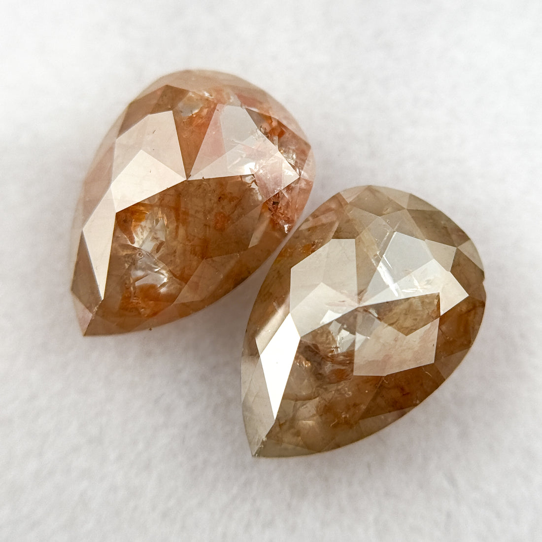 4.47 Ct Pear Rose Cut Red Natural Salt and Pepper Diamond Pair