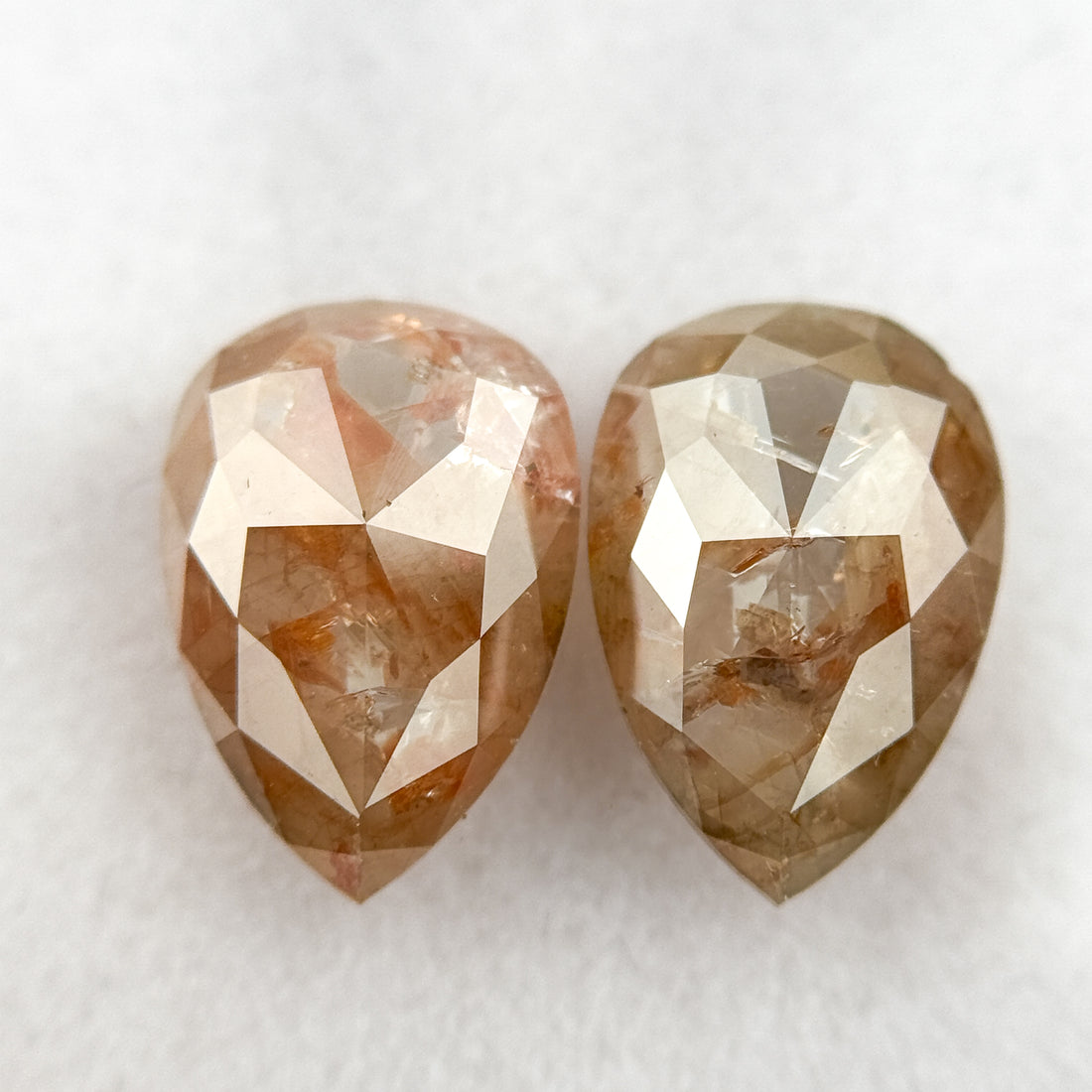 4.47 Ct Pear Rose Cut Red Natural Salt and Pepper Diamond Pair