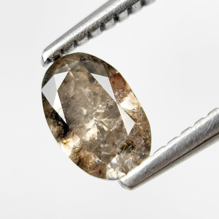 0.70 Ct Oval Brilliant Cut Brown Natural Salt and Pepper Diamond