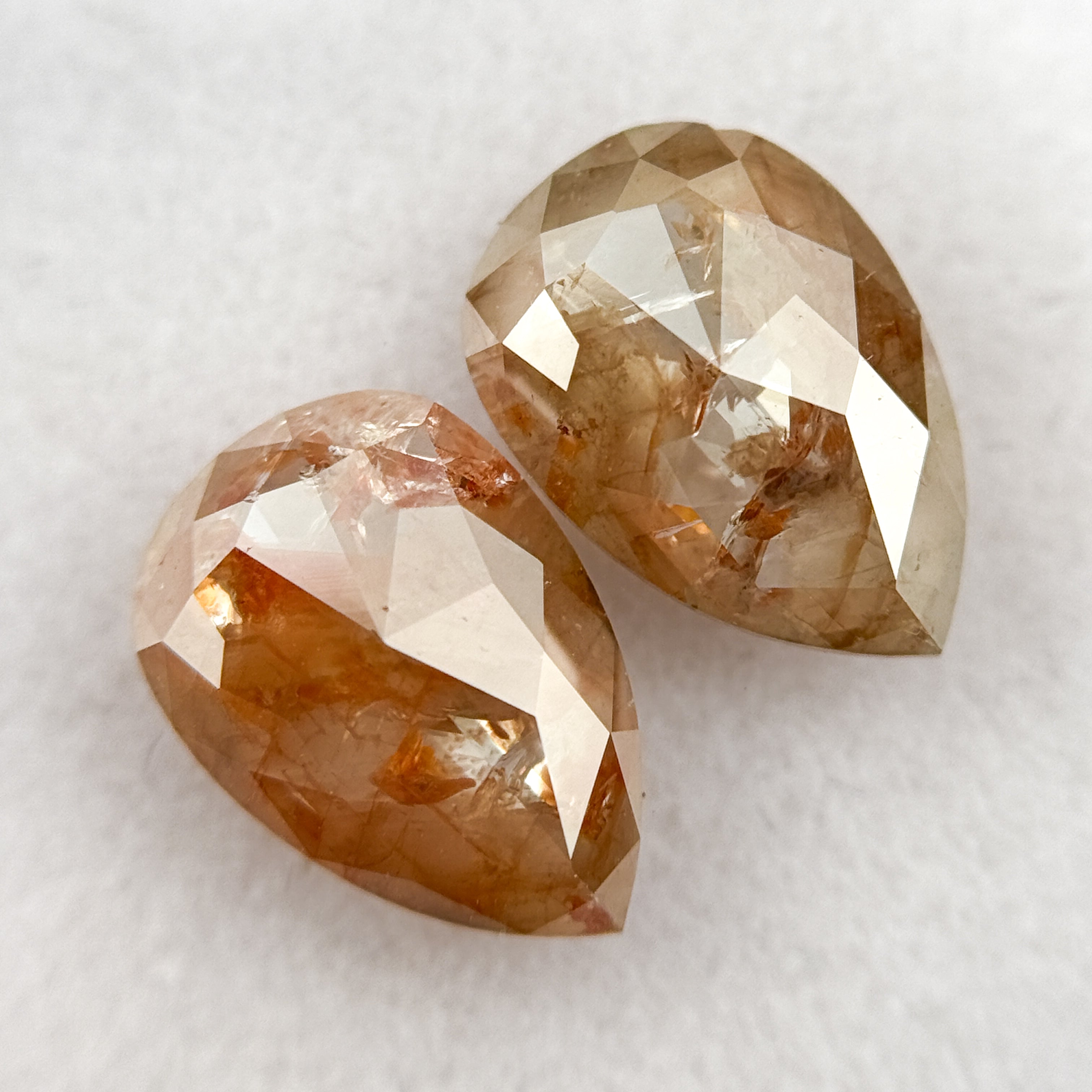 4.47 Ct Pear Rose Cut Red Natural Salt and Pepper Diamond Pair