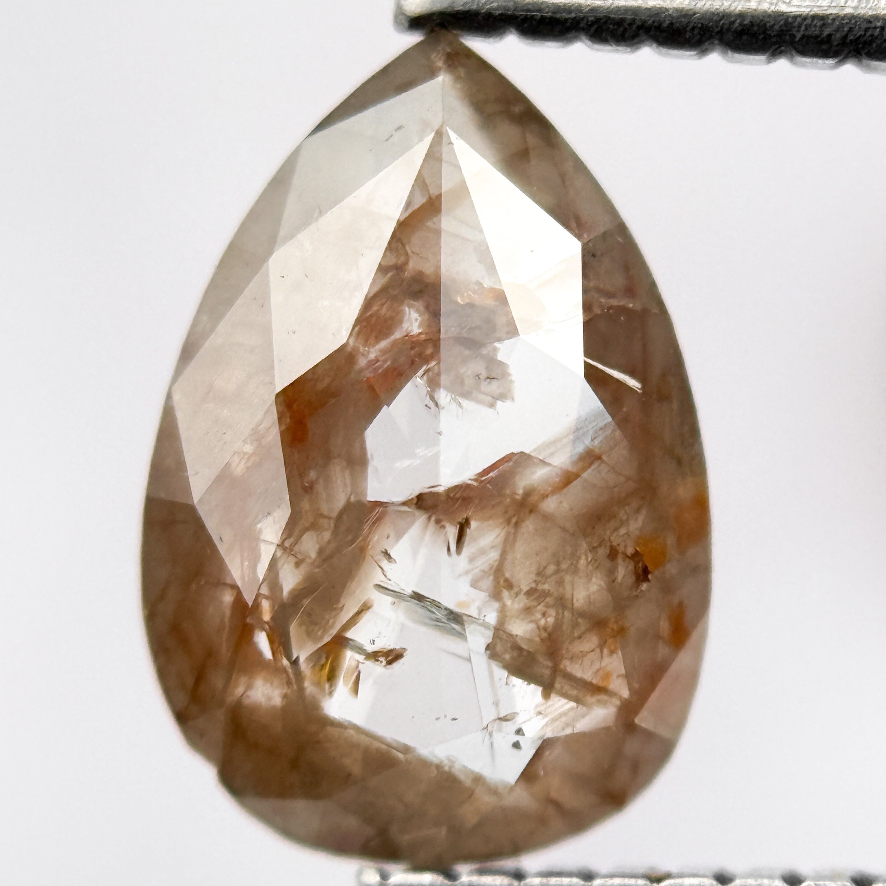4.47 Ct Pear Rose Cut Red Natural Salt and Pepper Diamond Pair