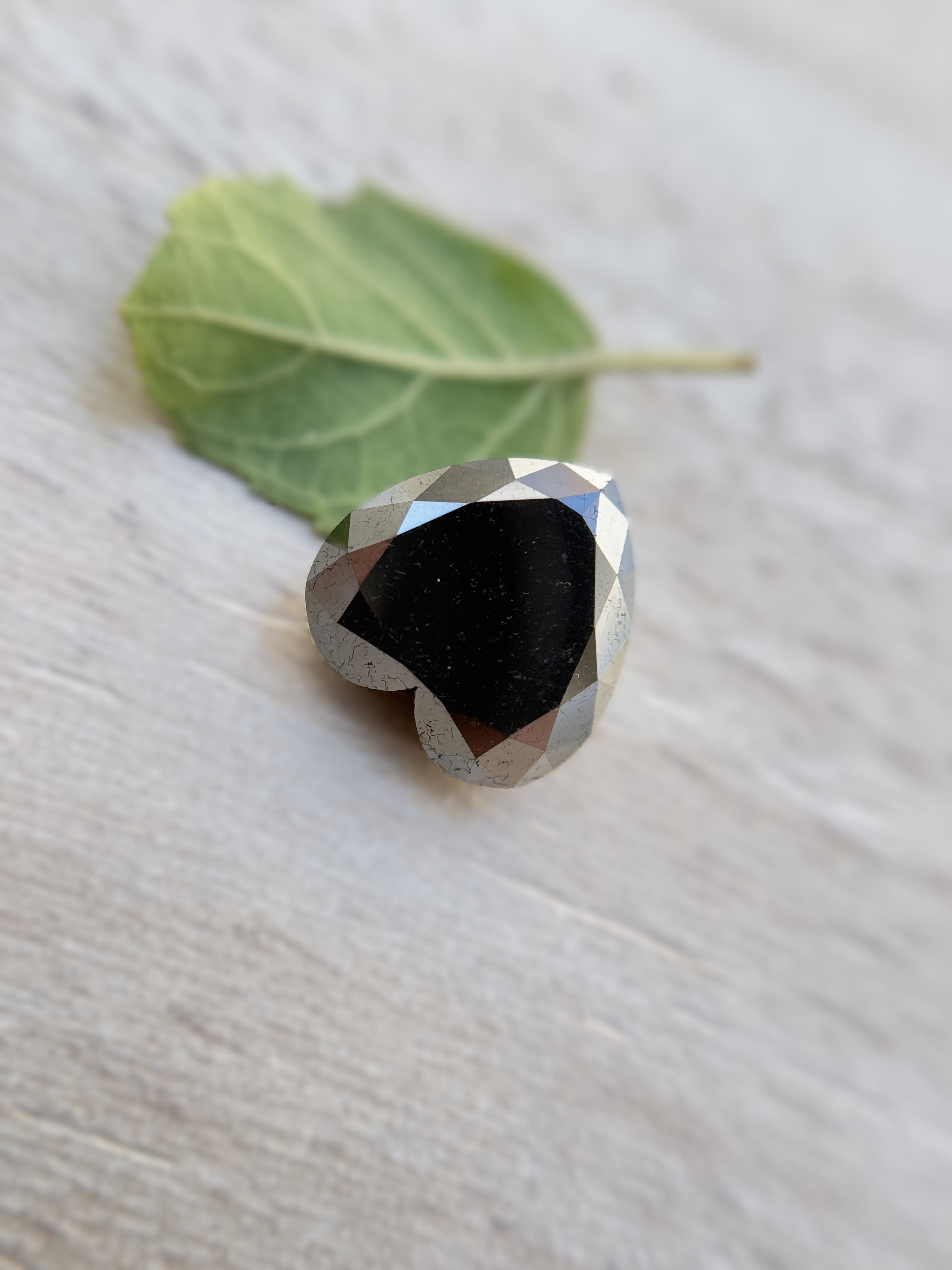 5.66 Ct Heart Rose Cut Black Natural Salt and Pepper Diamond