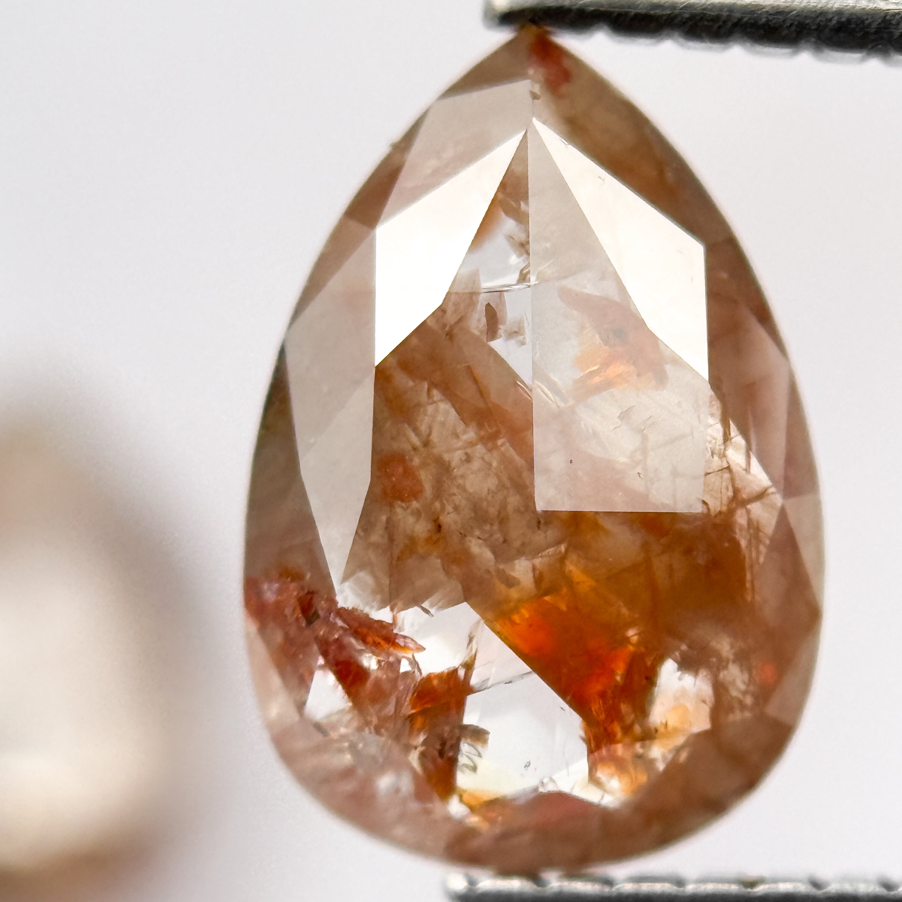 4.47 Ct Pear Rose Cut Red Natural Salt and Pepper Diamond Pair