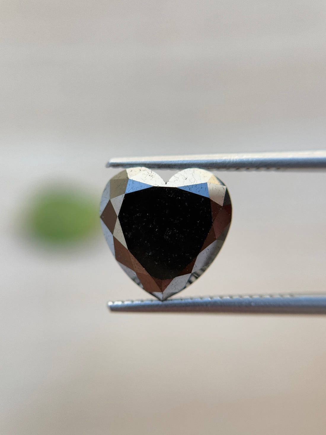 5.66 Ct Heart Rose Cut Black Natural Salt and Pepper Diamond