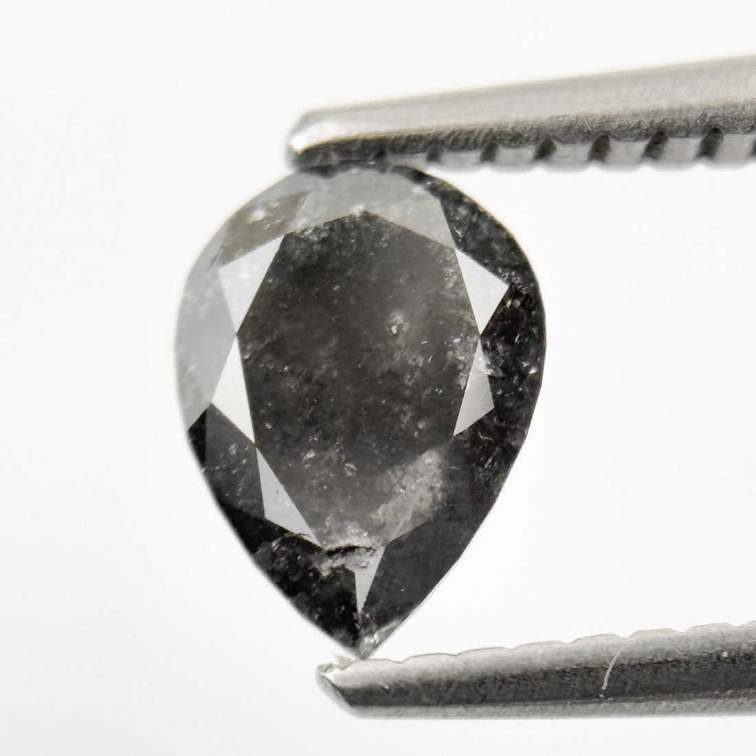 0.92 Ct Pear Rose Cut Grey Natural Minimal Salt and Pepper Diamond