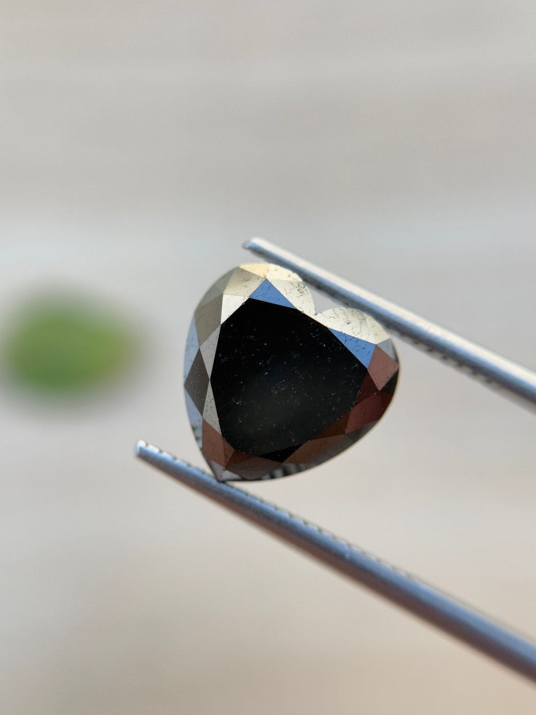 5.66 Ct Heart Rose Cut Black Natural Salt and Pepper Diamond