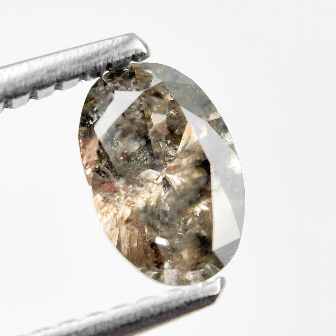 0.70 Ct Oval Brilliant Cut Brown Natural Salt and Pepper Diamond