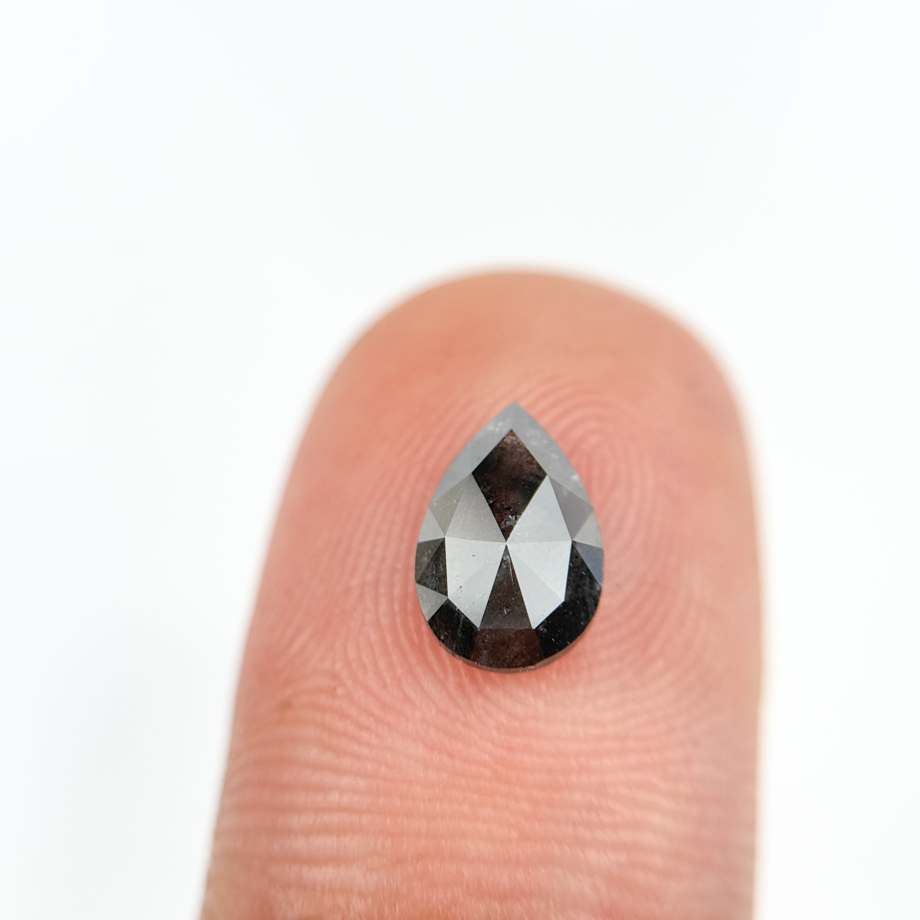 1.12 Ct Pear Rose Cut Grey Natural Salt and Pepper Diamond