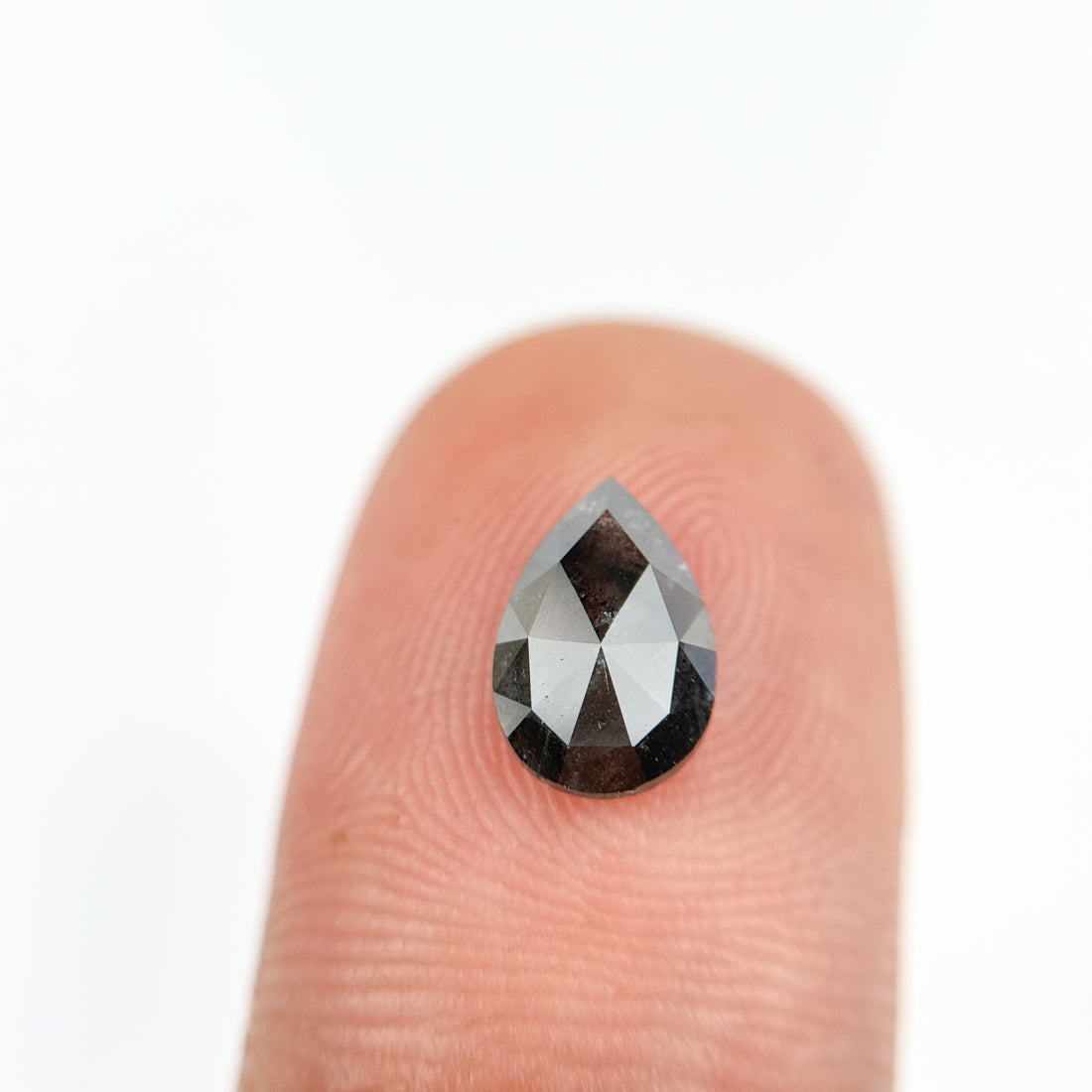 1.12 Ct Pear Rose Cut Grey Natural Salt and Pepper Diamond