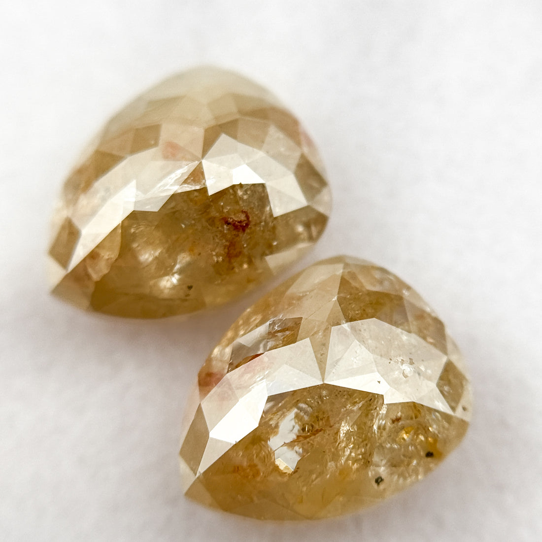 4.22 Ct Pear Rose Cut ICY Yellow Natural Salt and Pepper Diamond Pair