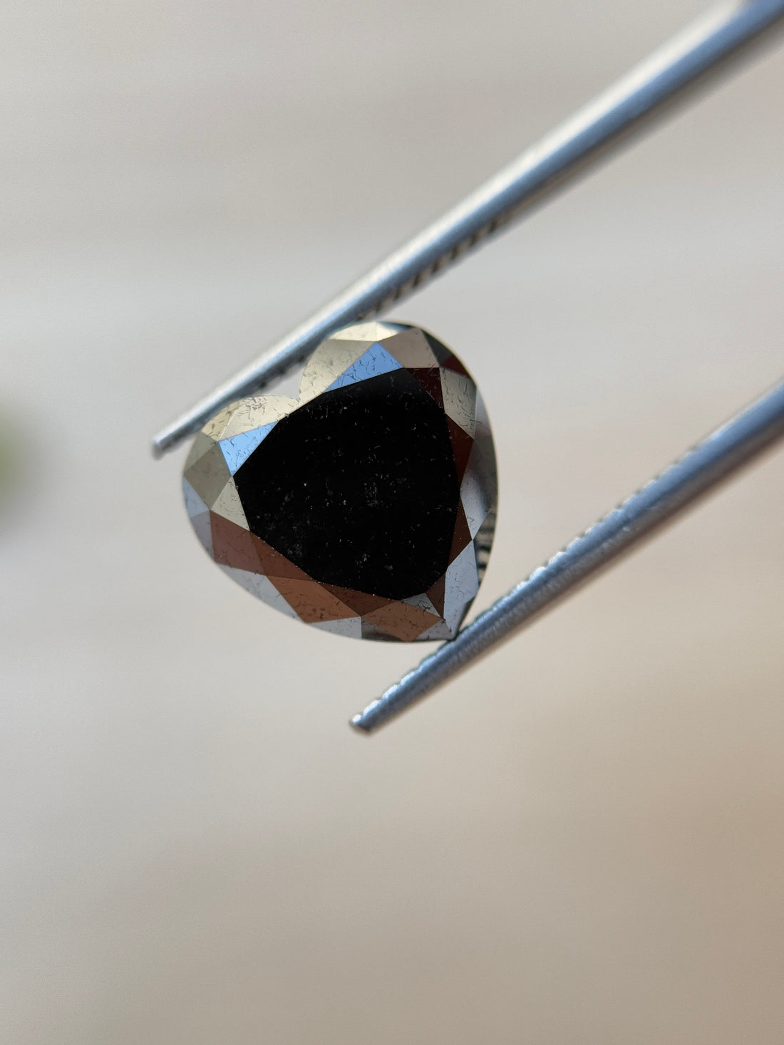 5.66 Ct Heart Rose Cut Black Natural Salt and Pepper Diamond