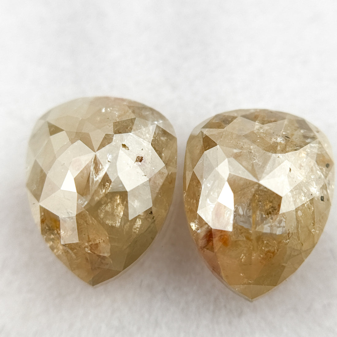 4.22 Ct Pear Rose Cut ICY Yellow Natural Salt and Pepper Diamond Pair