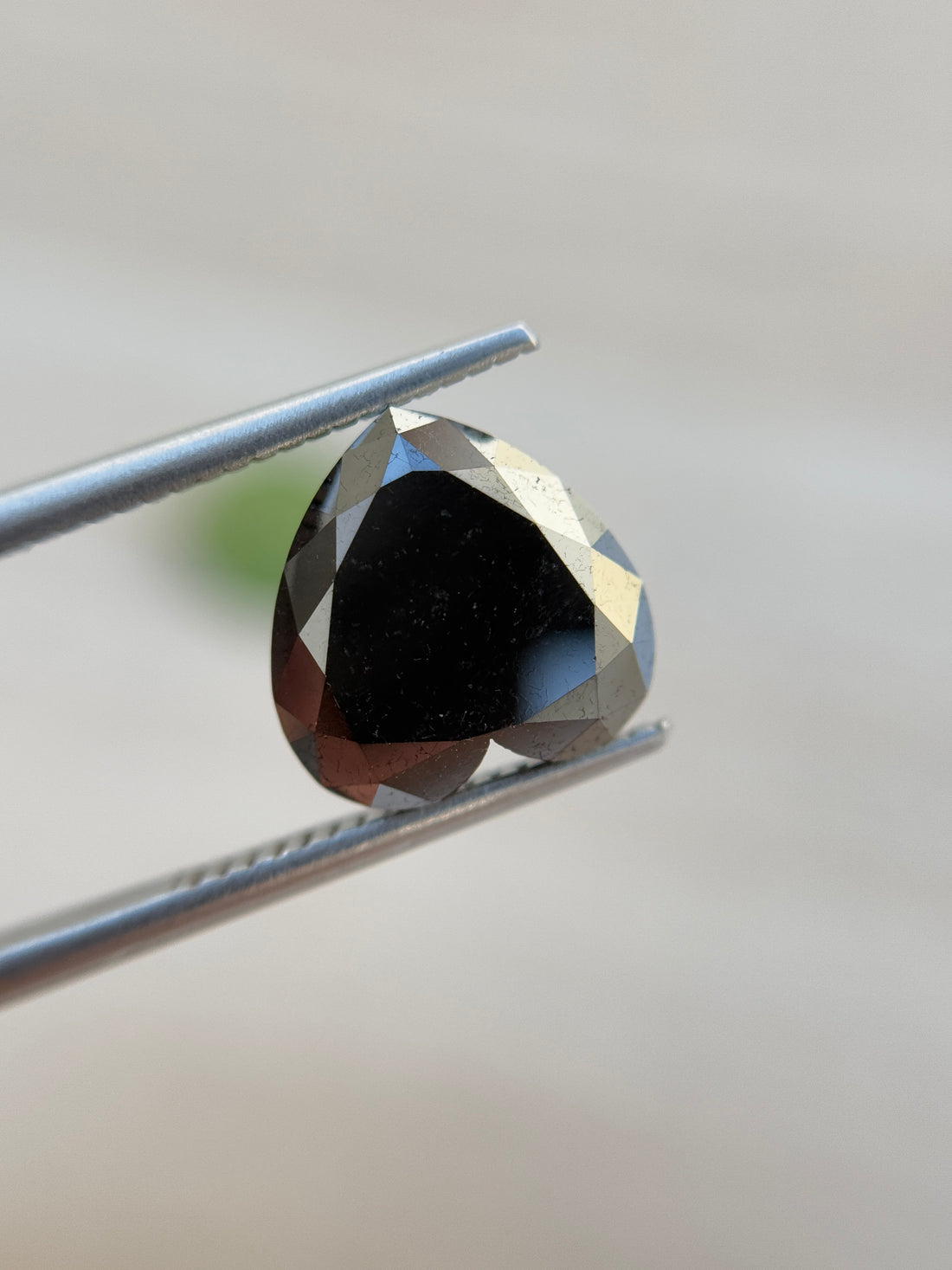 5.66 Ct Heart Rose Cut Black Natural Salt and Pepper Diamond