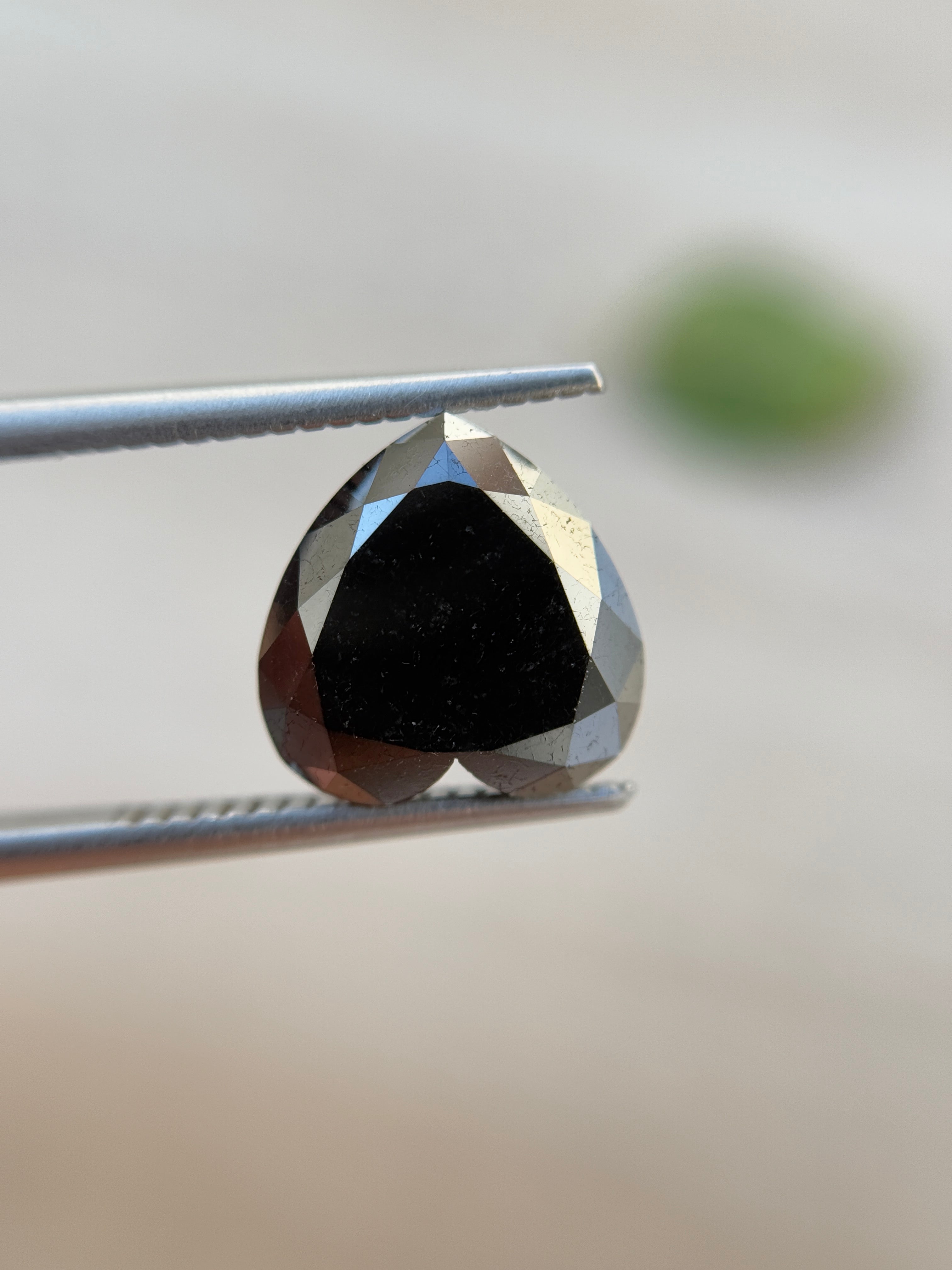 5.66 Ct Heart Rose Cut Black Natural Salt and Pepper Diamond