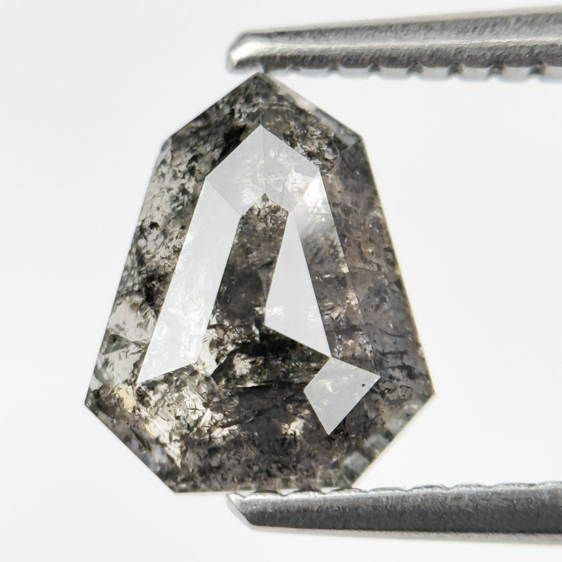 1.40 Ct Shield Rose Cut Grey Natural Salt and Pepper Diamond