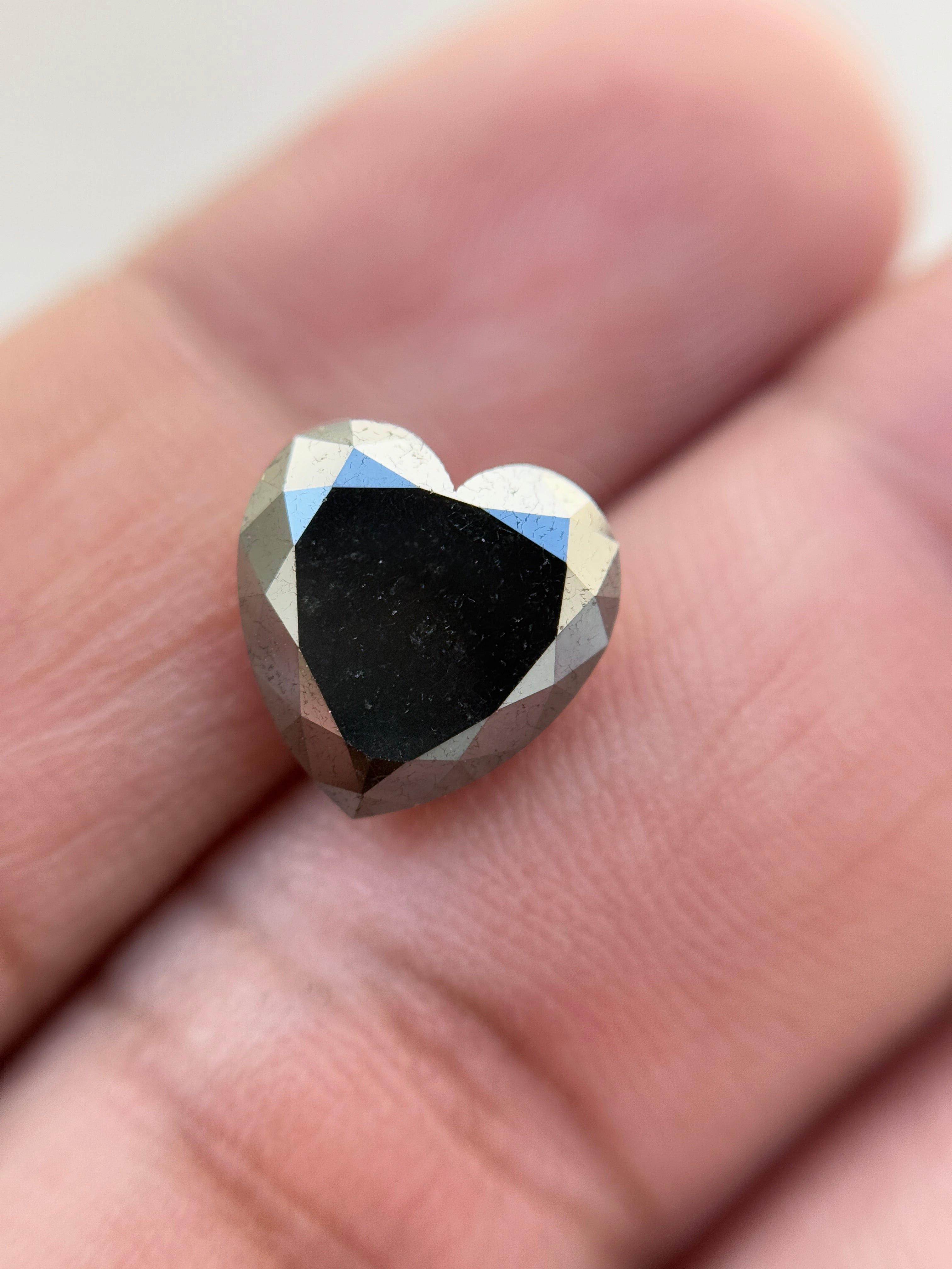 5.66 Ct Heart Rose Cut Black Natural Salt and Pepper Diamond