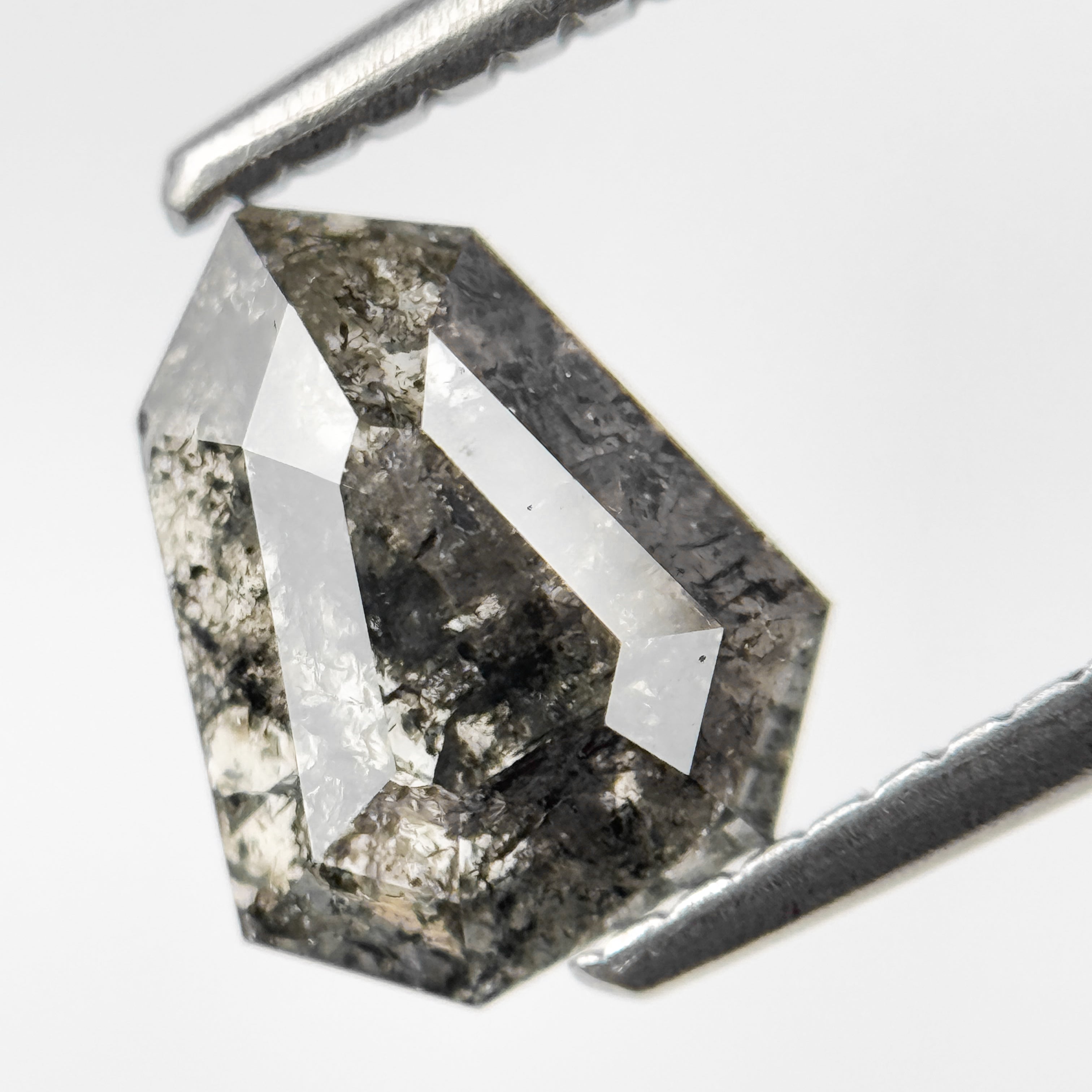 1.40 Ct Shield Rose Cut Grey Natural Salt and Pepper Diamond