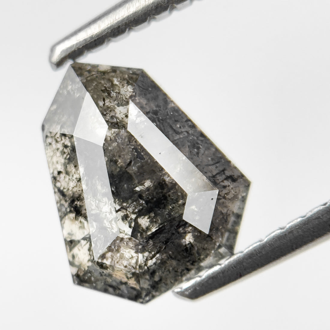 1.40 Ct Shield Rose Cut Grey Natural Salt and Pepper Diamond