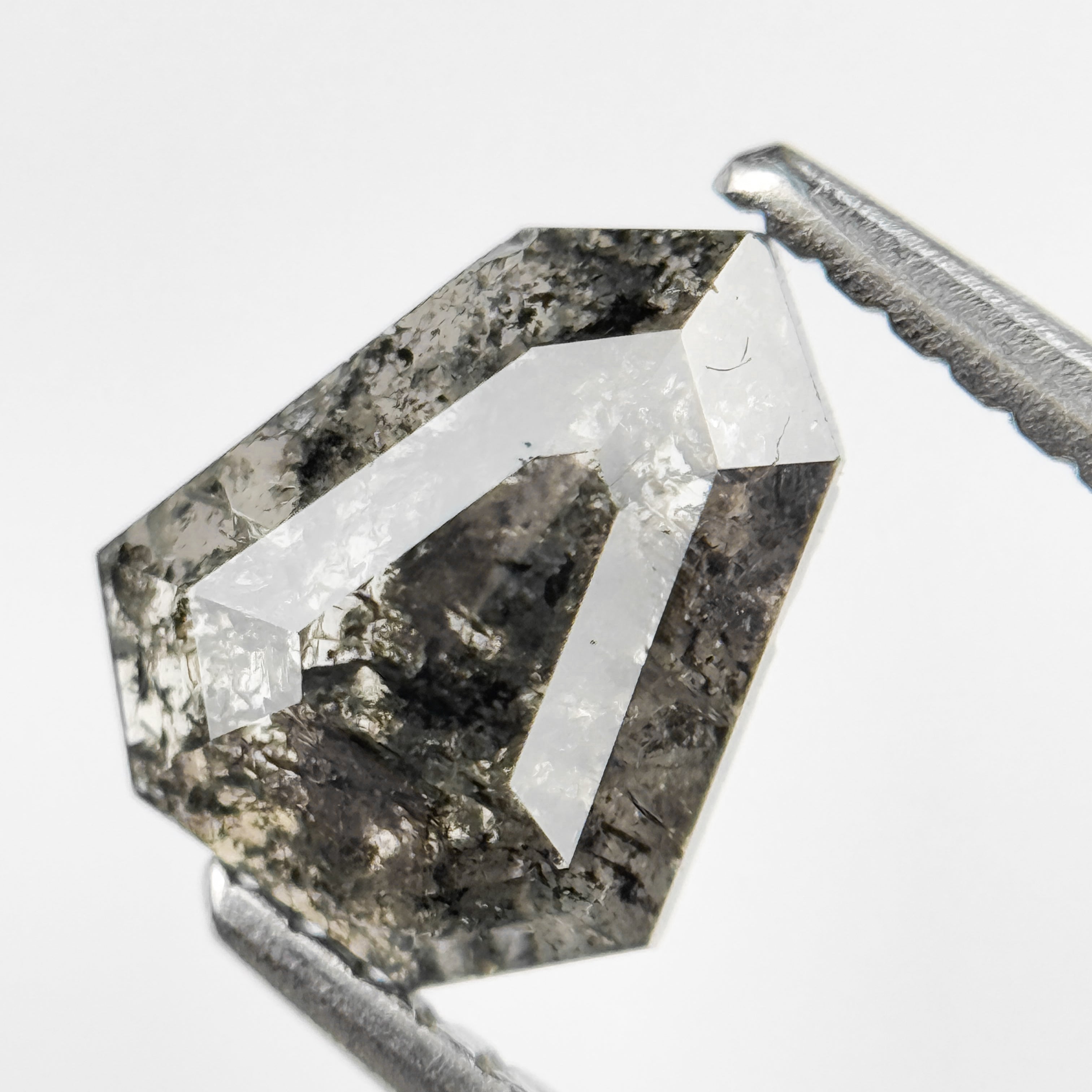 1.40 Ct Shield Rose Cut Grey Natural Salt and Pepper Diamond
