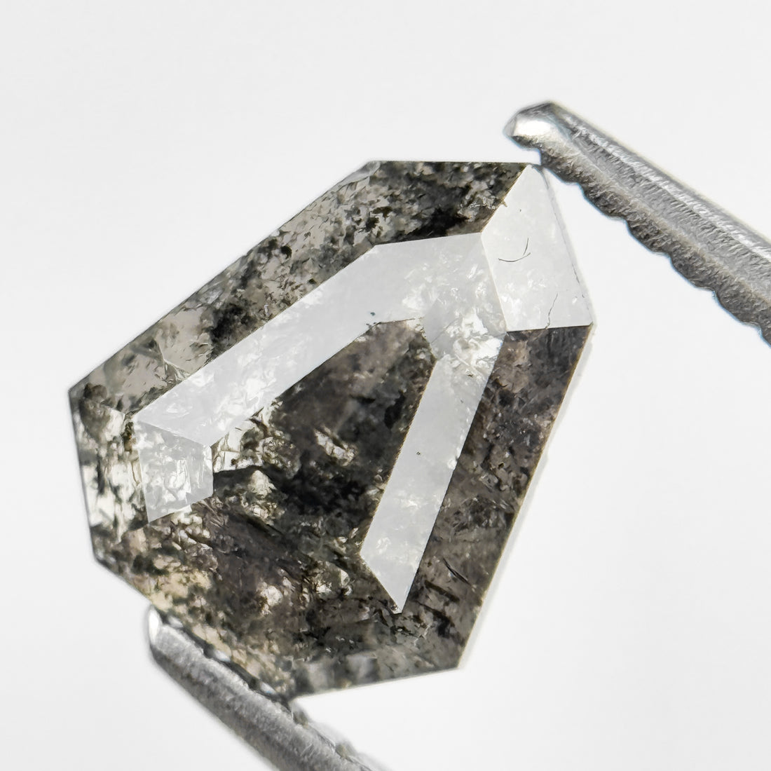 1.40 Ct Shield Rose Cut Grey Natural Salt and Pepper Diamond