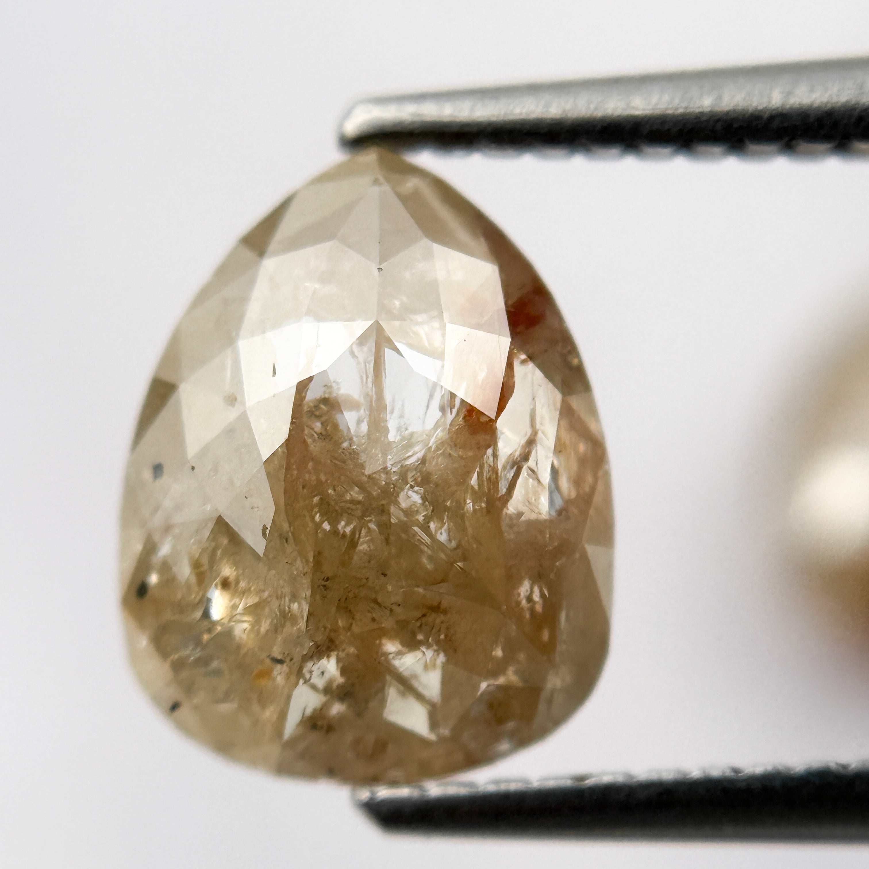 4.22 Ct Pear Rose Cut ICY Yellow Natural Salt and Pepper Diamond Pair