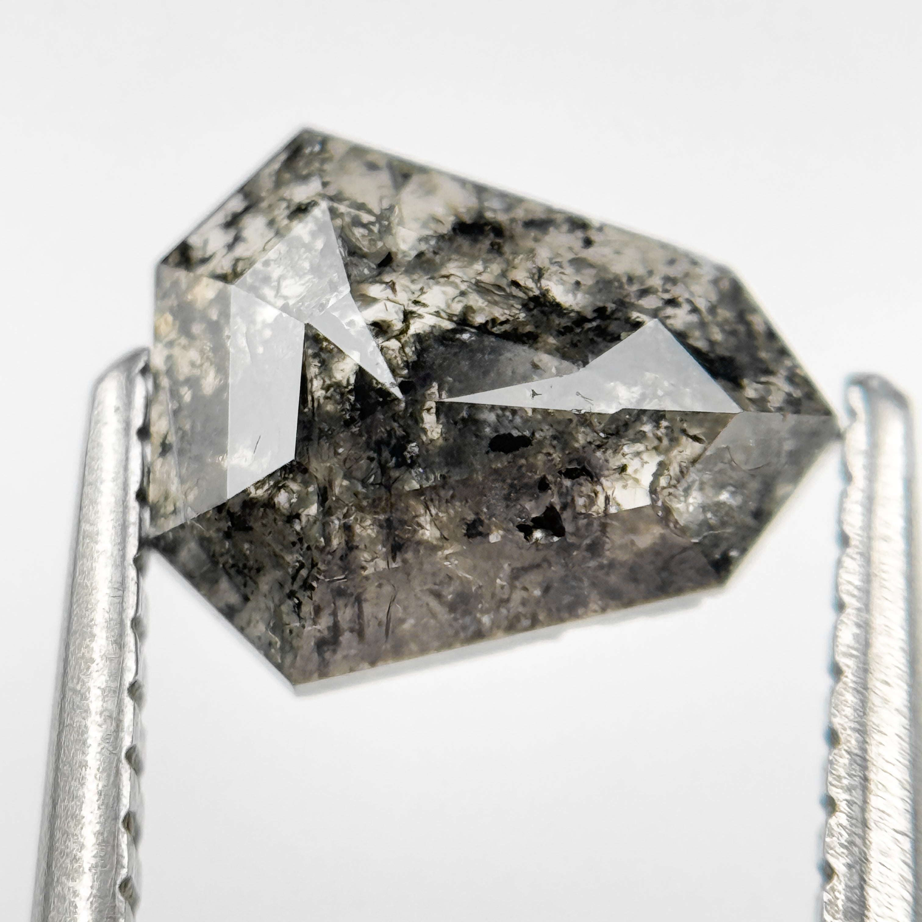 1.40 Ct Shield Rose Cut Grey Natural Salt and Pepper Diamond