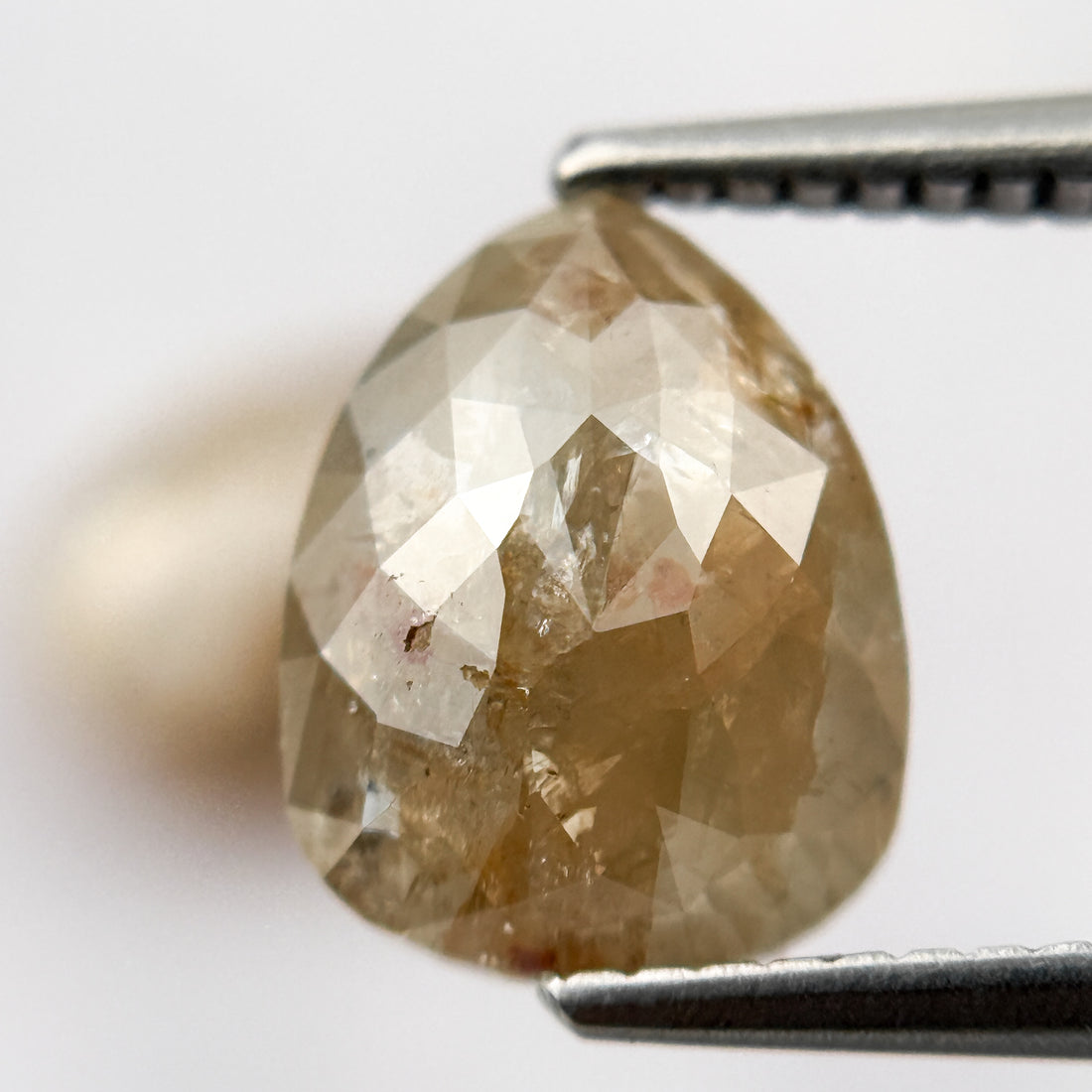 4.22 Ct Pear Rose Cut ICY Yellow Natural Salt and Pepper Diamond Pair