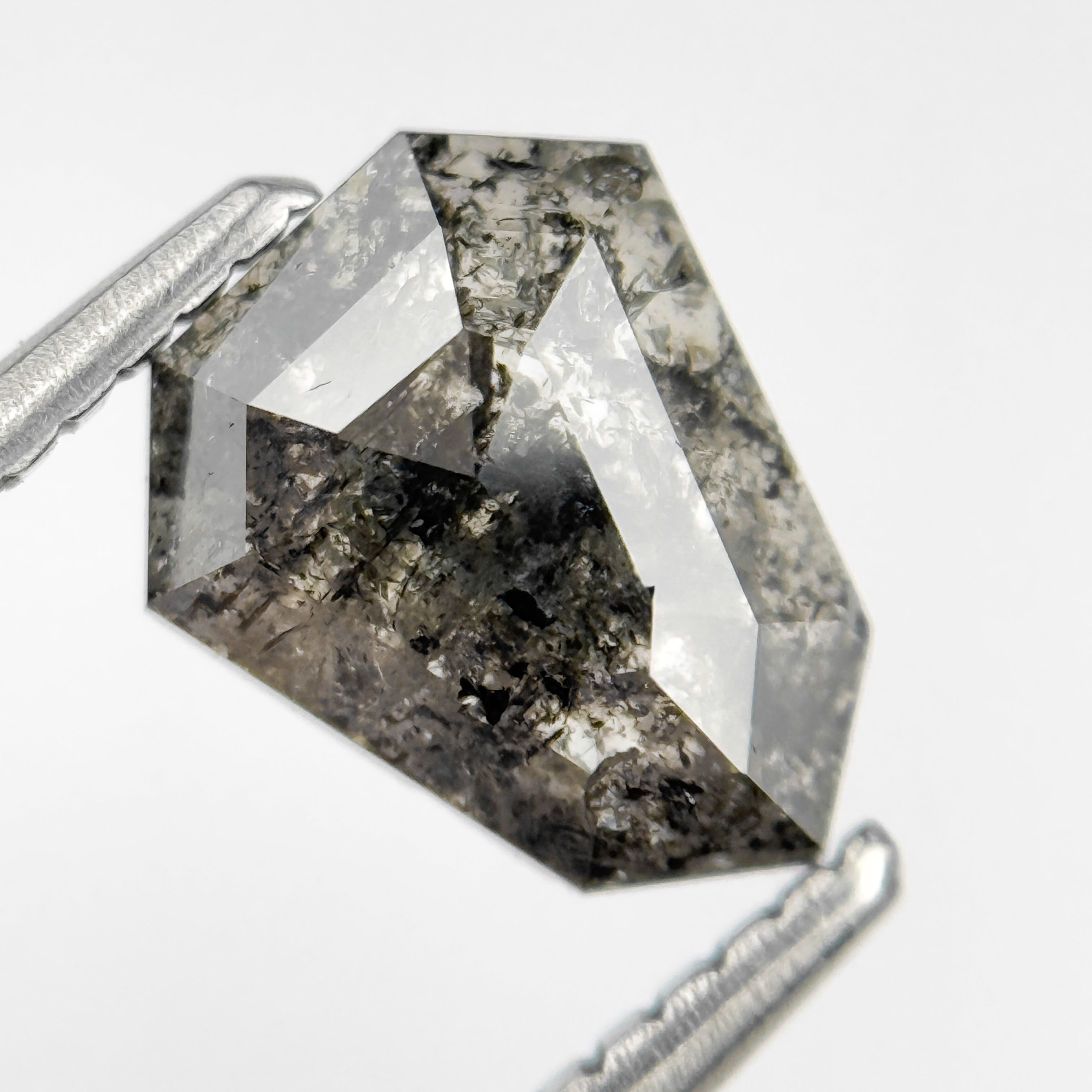 1.40 Ct Shield Rose Cut Grey Natural Salt and Pepper Diamond