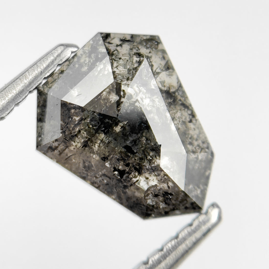 1.40 Ct Shield Rose Cut Grey Natural Salt and Pepper Diamond