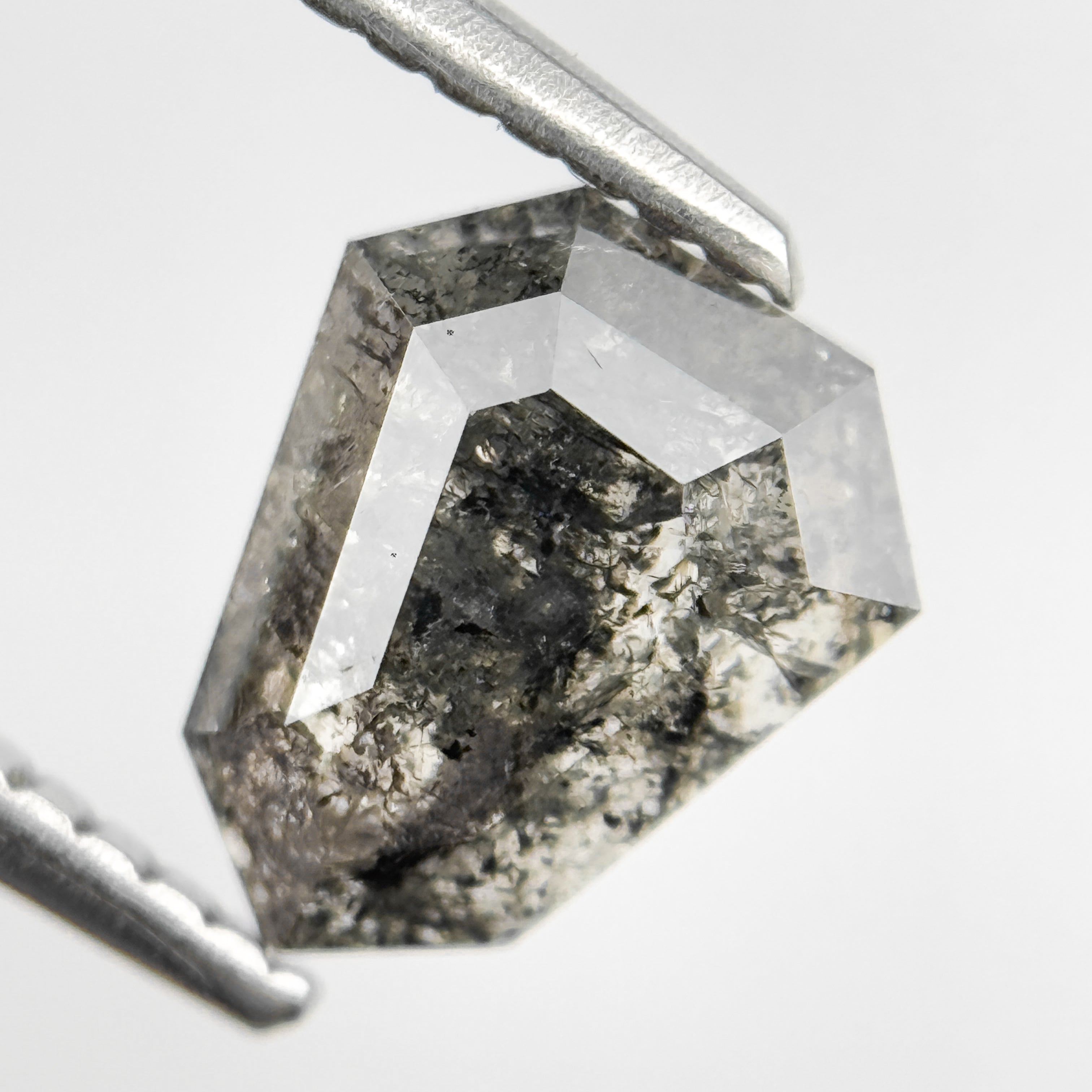 1.40 Ct Shield Rose Cut Grey Natural Salt and Pepper Diamond