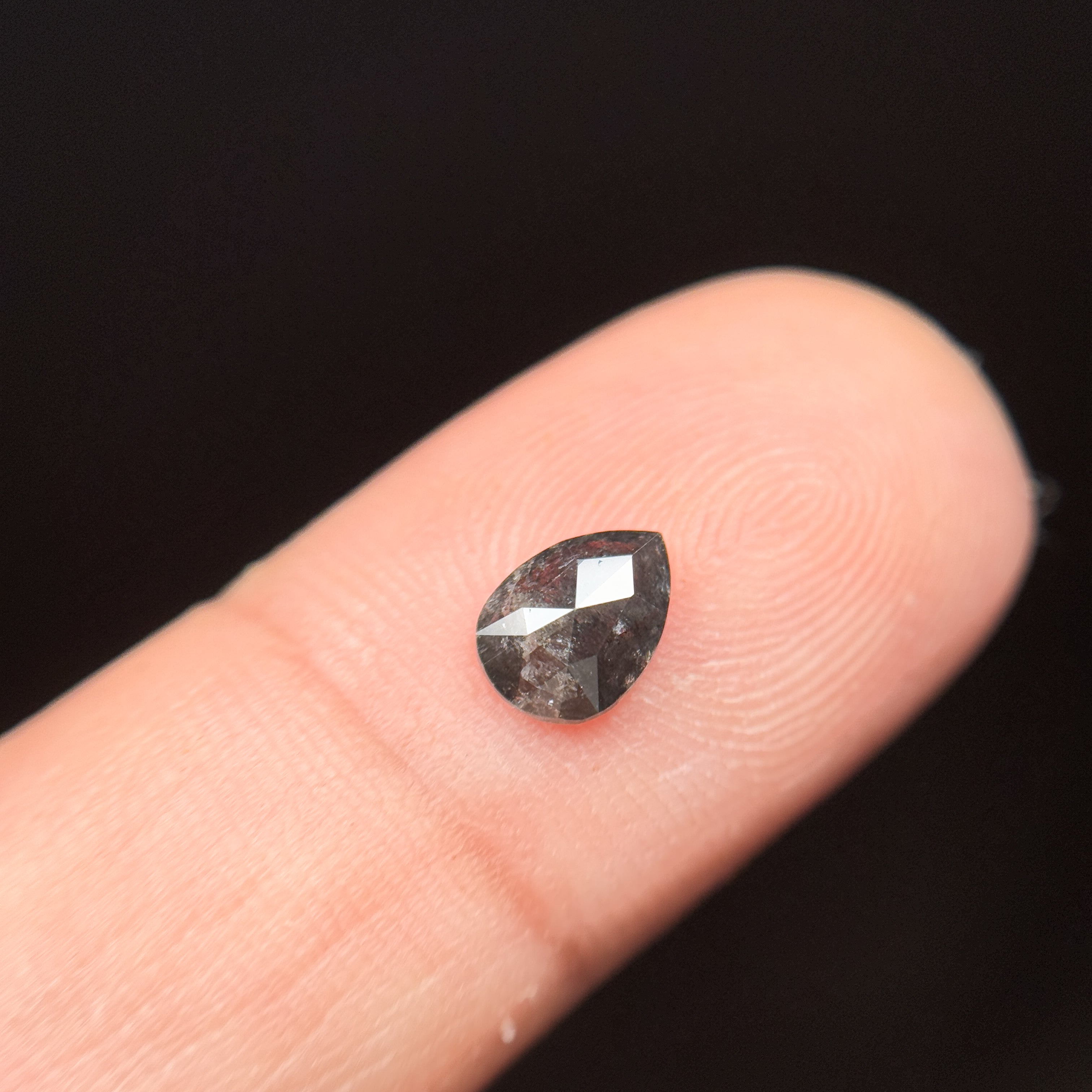 0.68 Ct Pear Rose Cut Grey Natural Loose Diamond