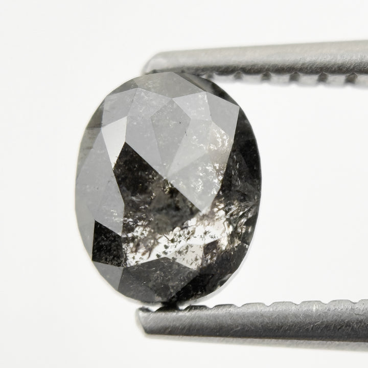 1.05 Ct Oval Rose Cut Grey Natural Galaxy Diamond