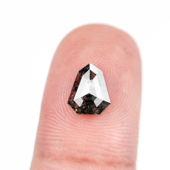 1.40 Ct Shield Rose Cut Grey Natural Salt and Pepper Diamond