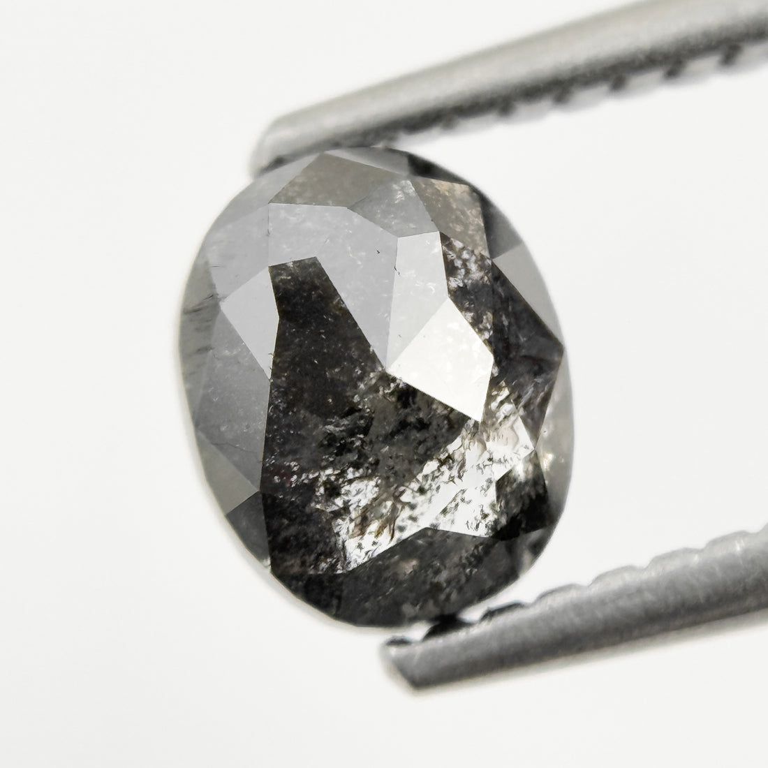 1.05 Ct Oval Rose Cut Grey Natural Galaxy Diamond