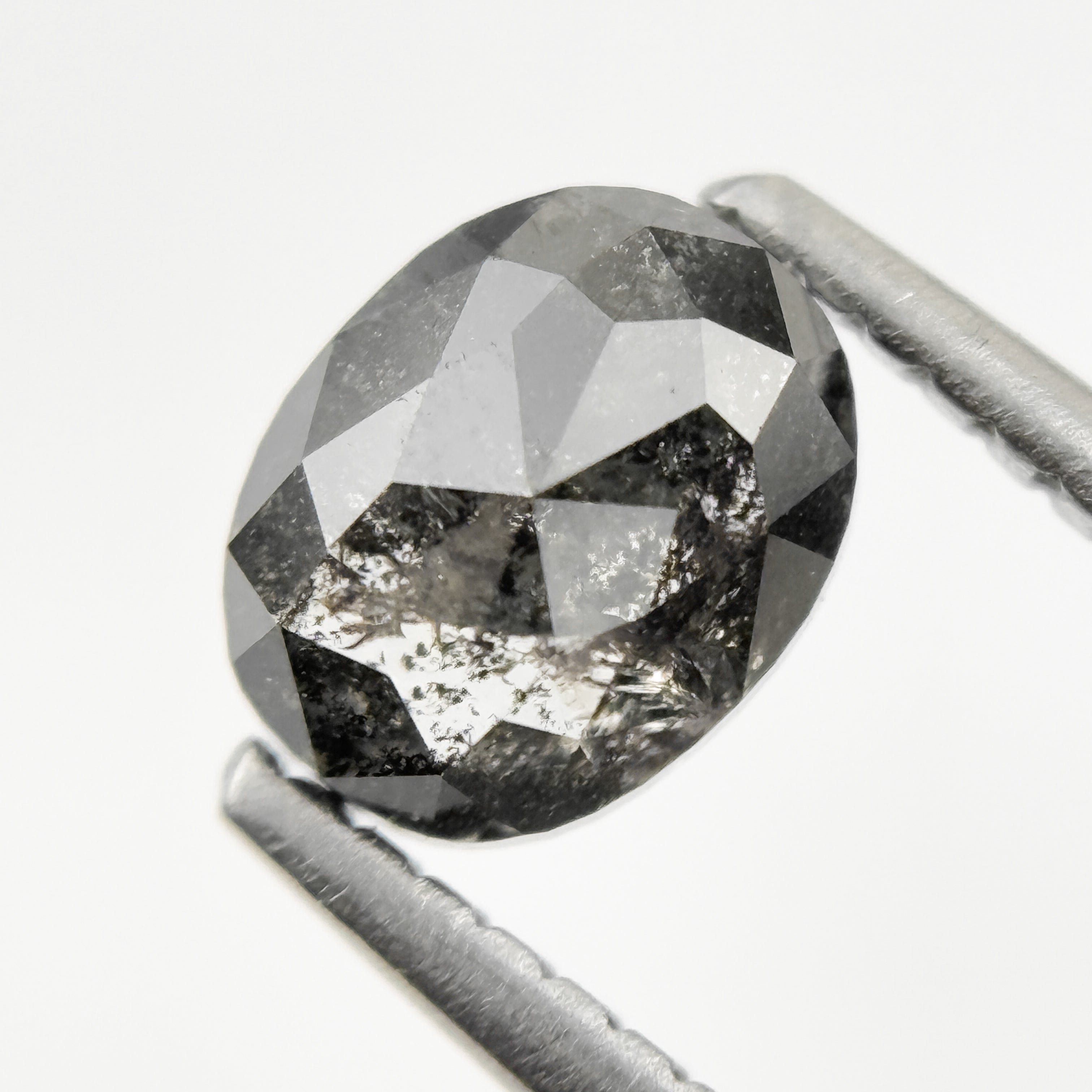 1.05 Ct Oval Rose Cut Grey Natural Galaxy Diamond