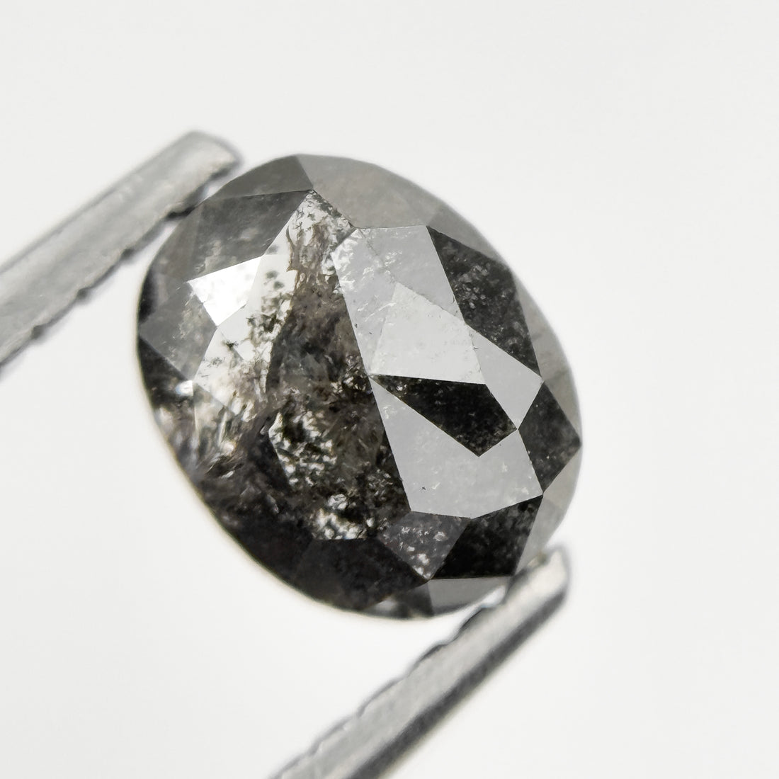 1.05 Ct Oval Rose Cut Grey Natural Galaxy Diamond
