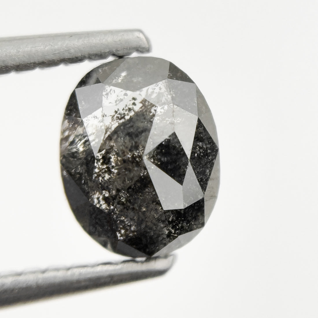 1.05 Ct Oval Rose Cut Grey Natural Galaxy Diamond