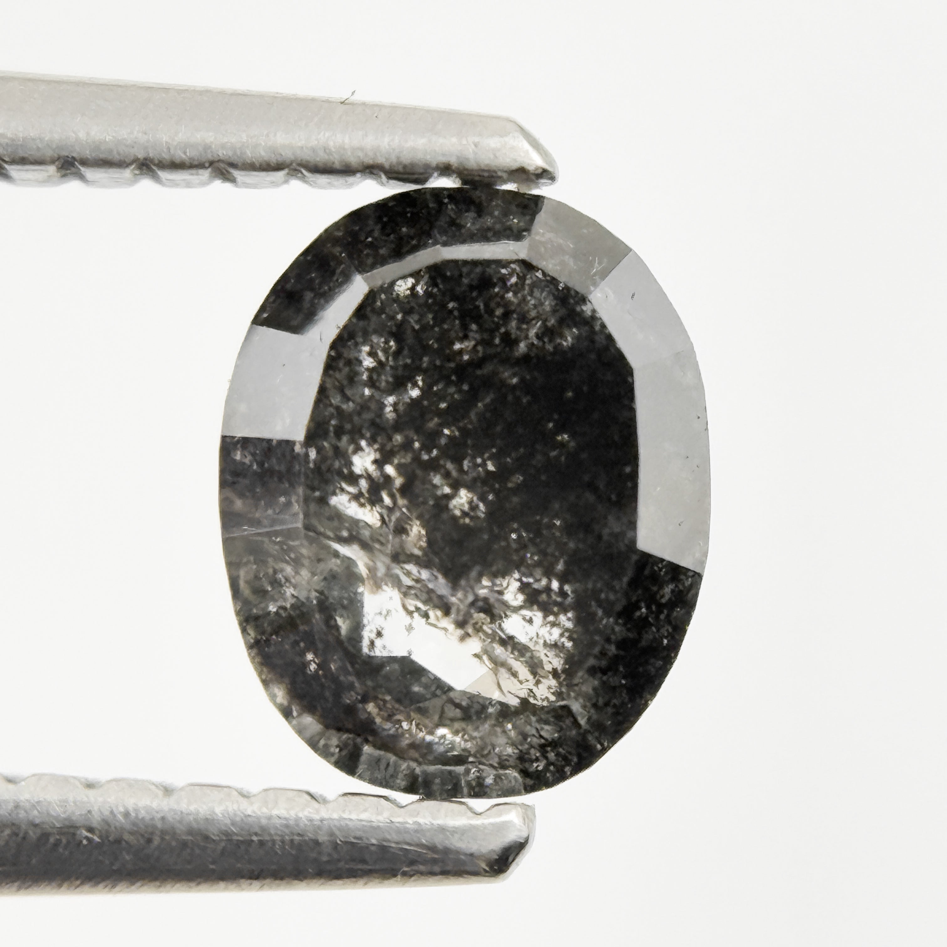 1.05 Ct Oval Rose Cut Grey Natural Galaxy Diamond