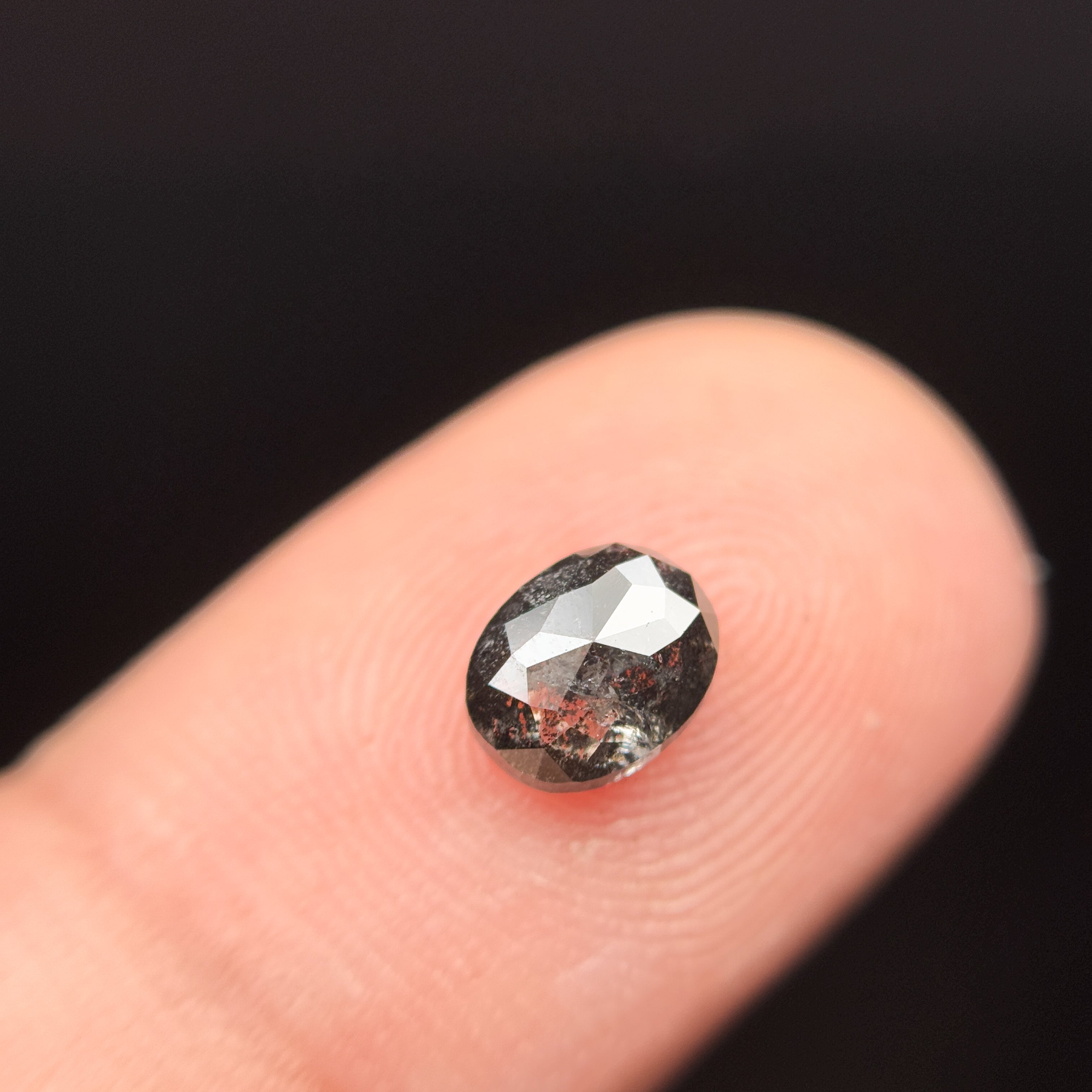 1.05 Ct Oval Rose Cut Grey Natural Galaxy Diamond