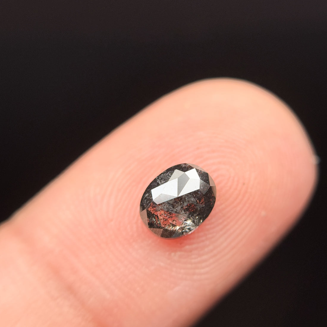 1.05 Ct Oval Rose Cut Grey Natural Galaxy Diamond