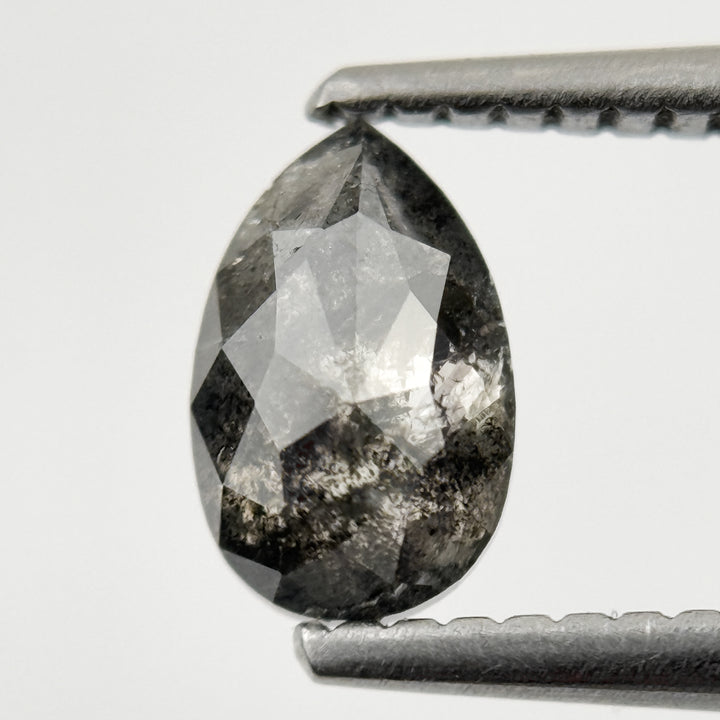 0.88 Ct Pear Rose Cut Grey Natural Galaxy Inclusion Diamond