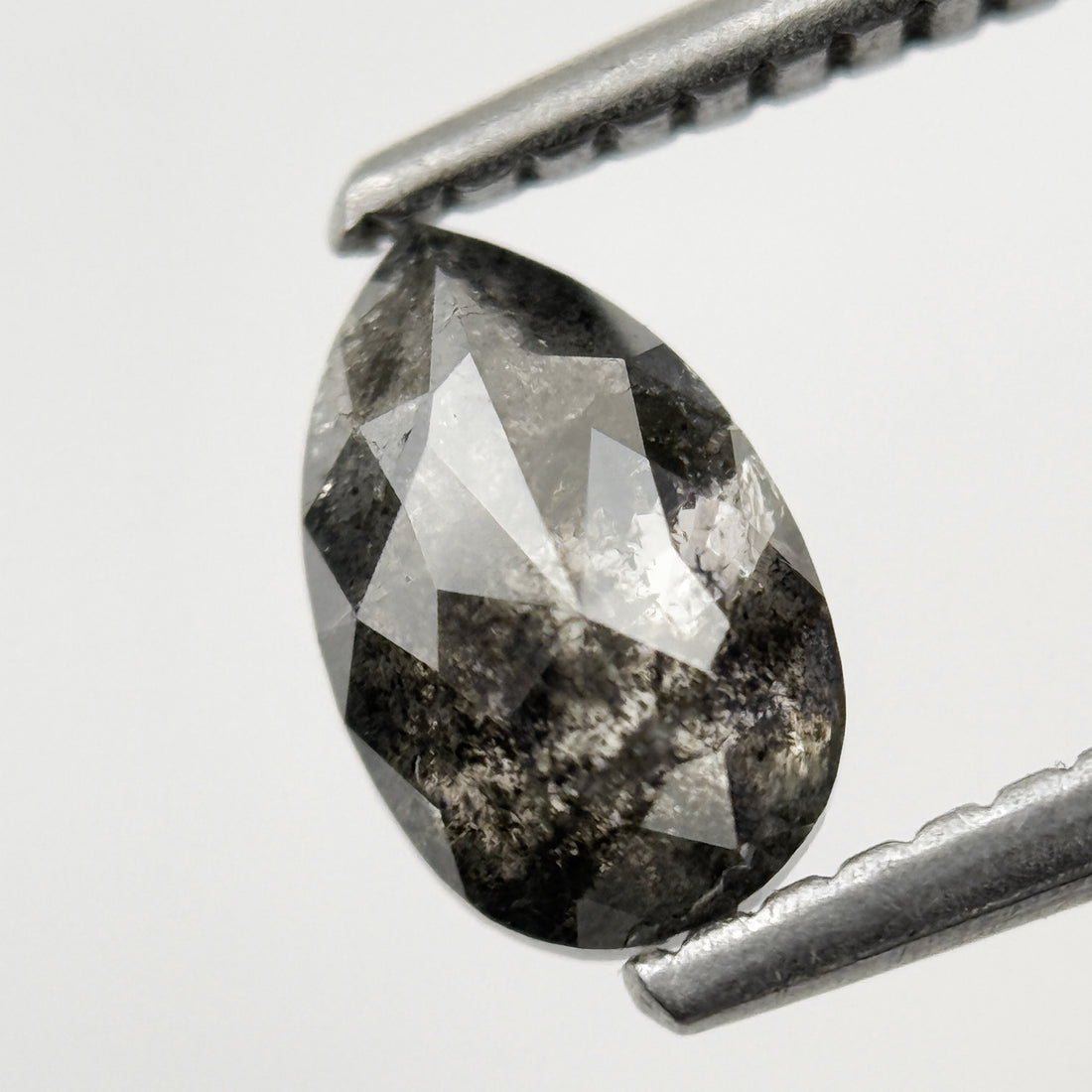 0.88 Ct Pear Rose Cut Grey Natural Galaxy Inclusion Diamond