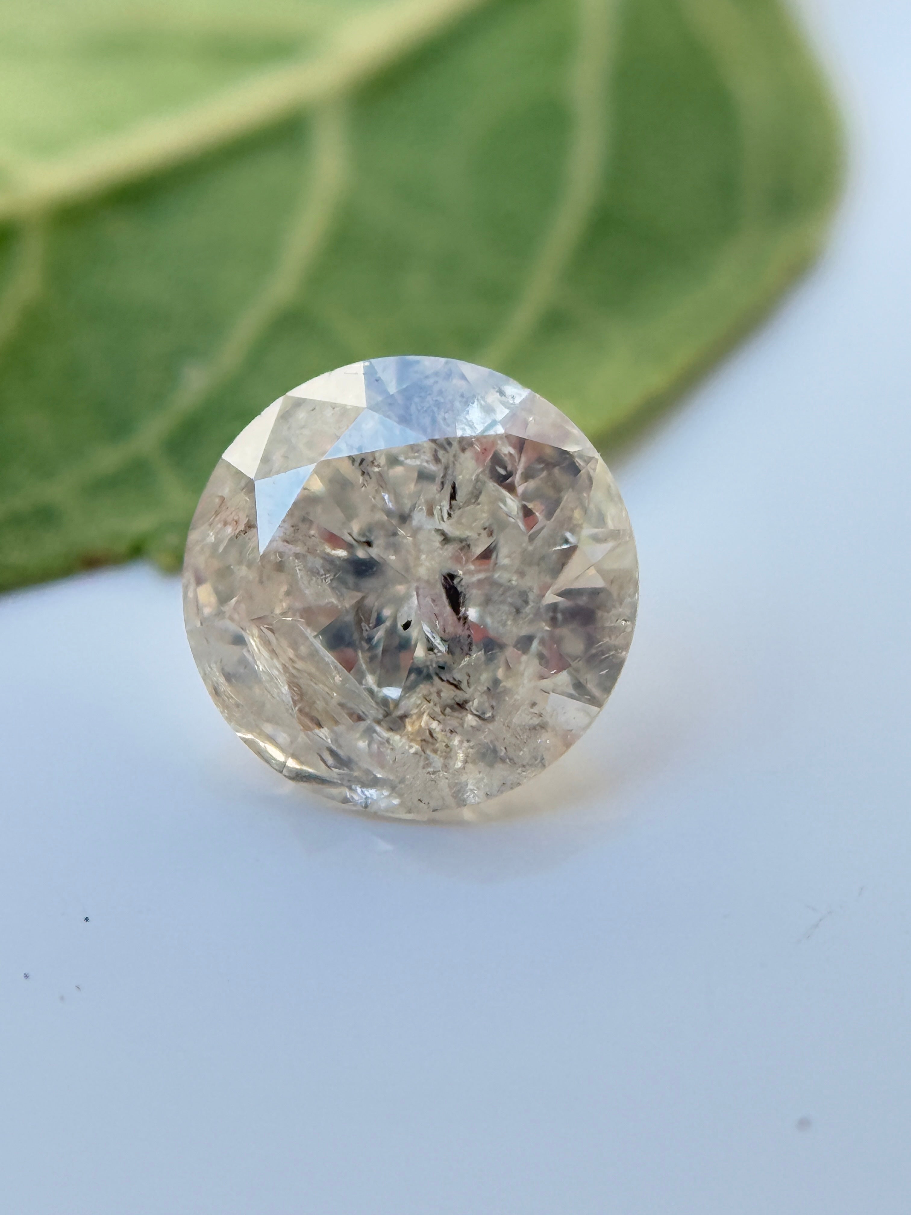 0.51 Ct Round Brilliant Cut Grey Natural Salt and Pepper Diamond